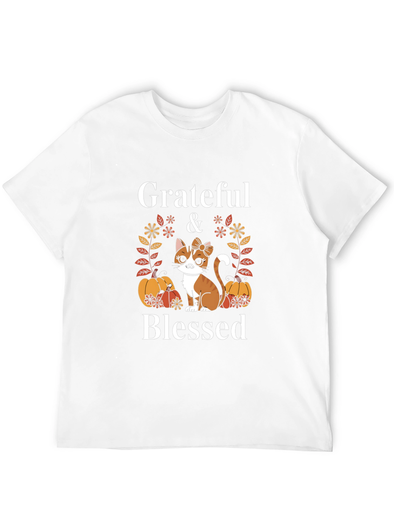 Grateful & Blessed Cat Pumpkin T-Shirt