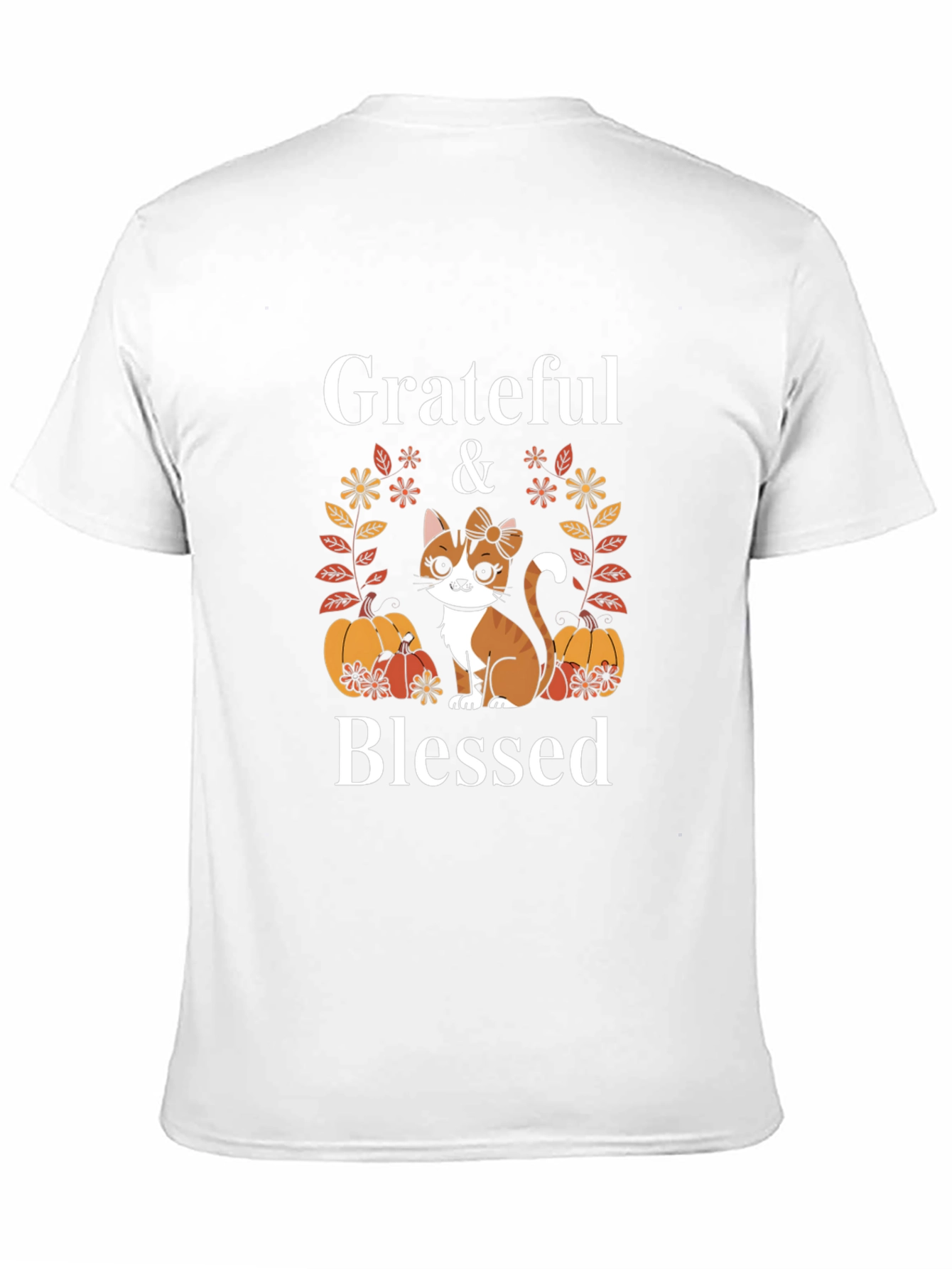 Grateful & Blessed Cat Pumpkin T-Shirt