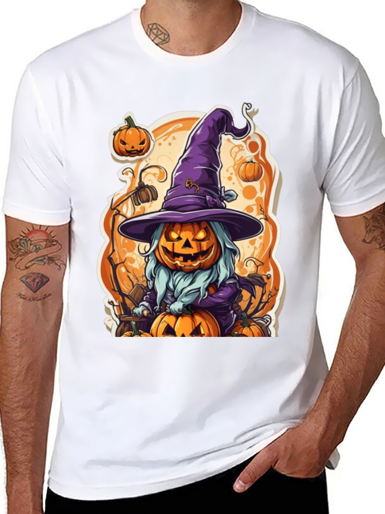 Halloween Pumpkin Witch Graphic Tee