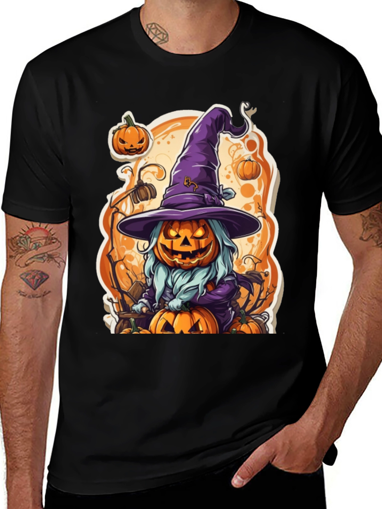 Halloween Pumpkin Witch Graphic Tee