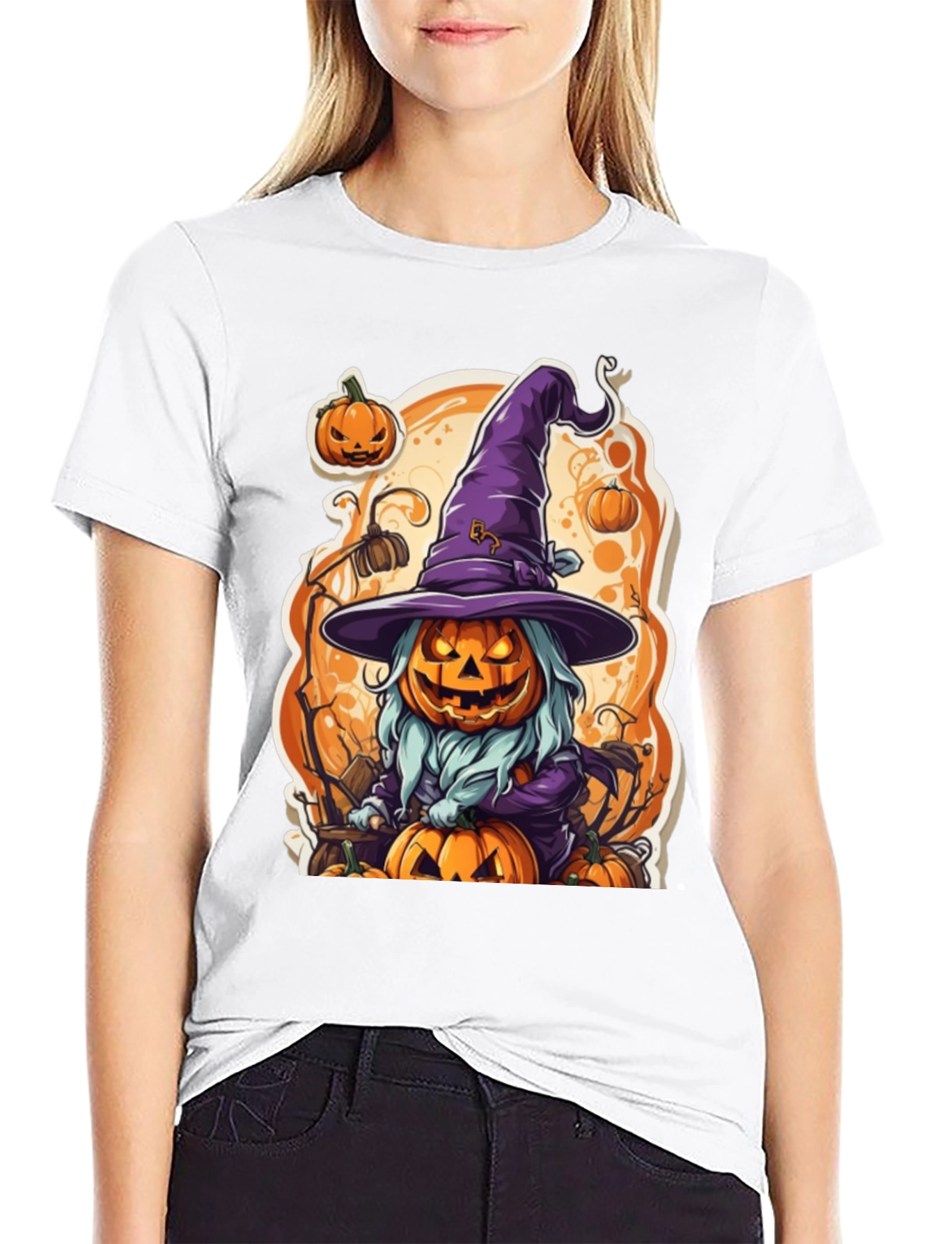 Halloween Pumpkin Witch Graphic Tee