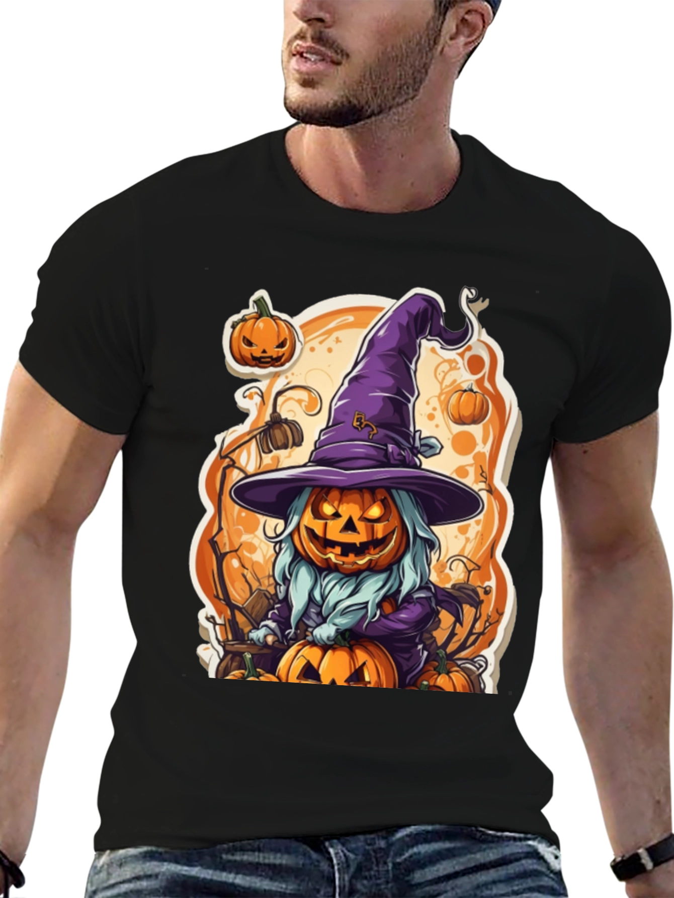 Halloween Pumpkin Witch Graphic Tee