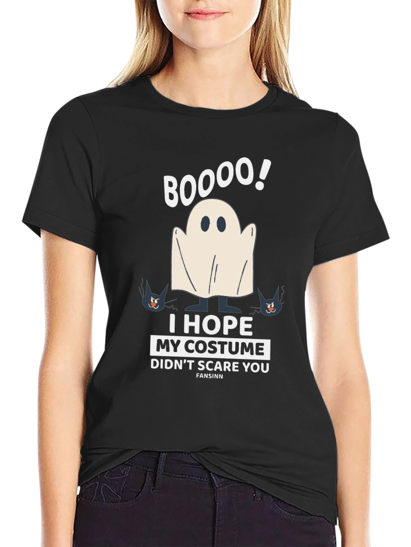 Boo! Halloween Costume T-Shirt Ghost & Cats