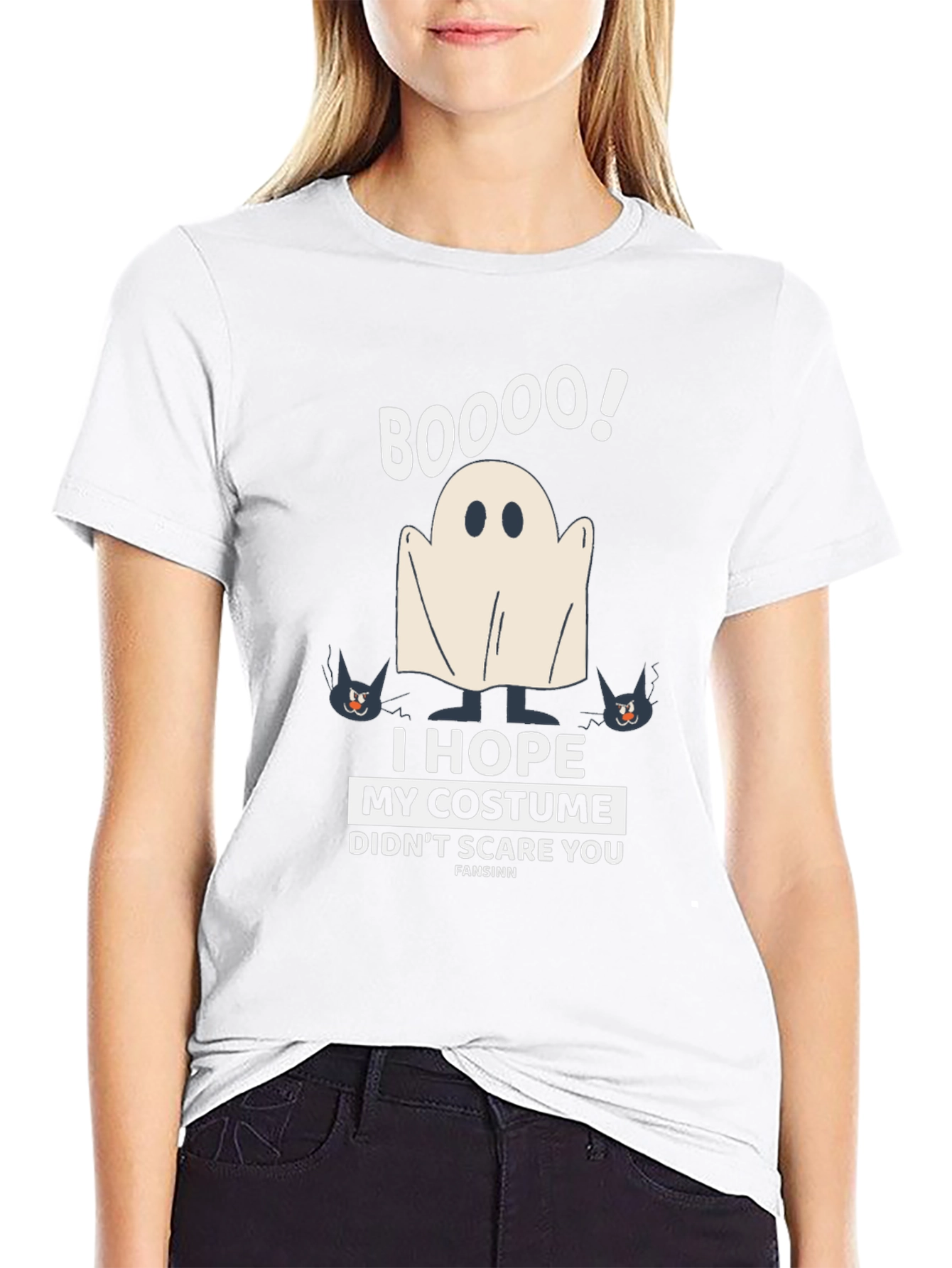 Boo! Halloween Costume T-Shirt Ghost & Cats