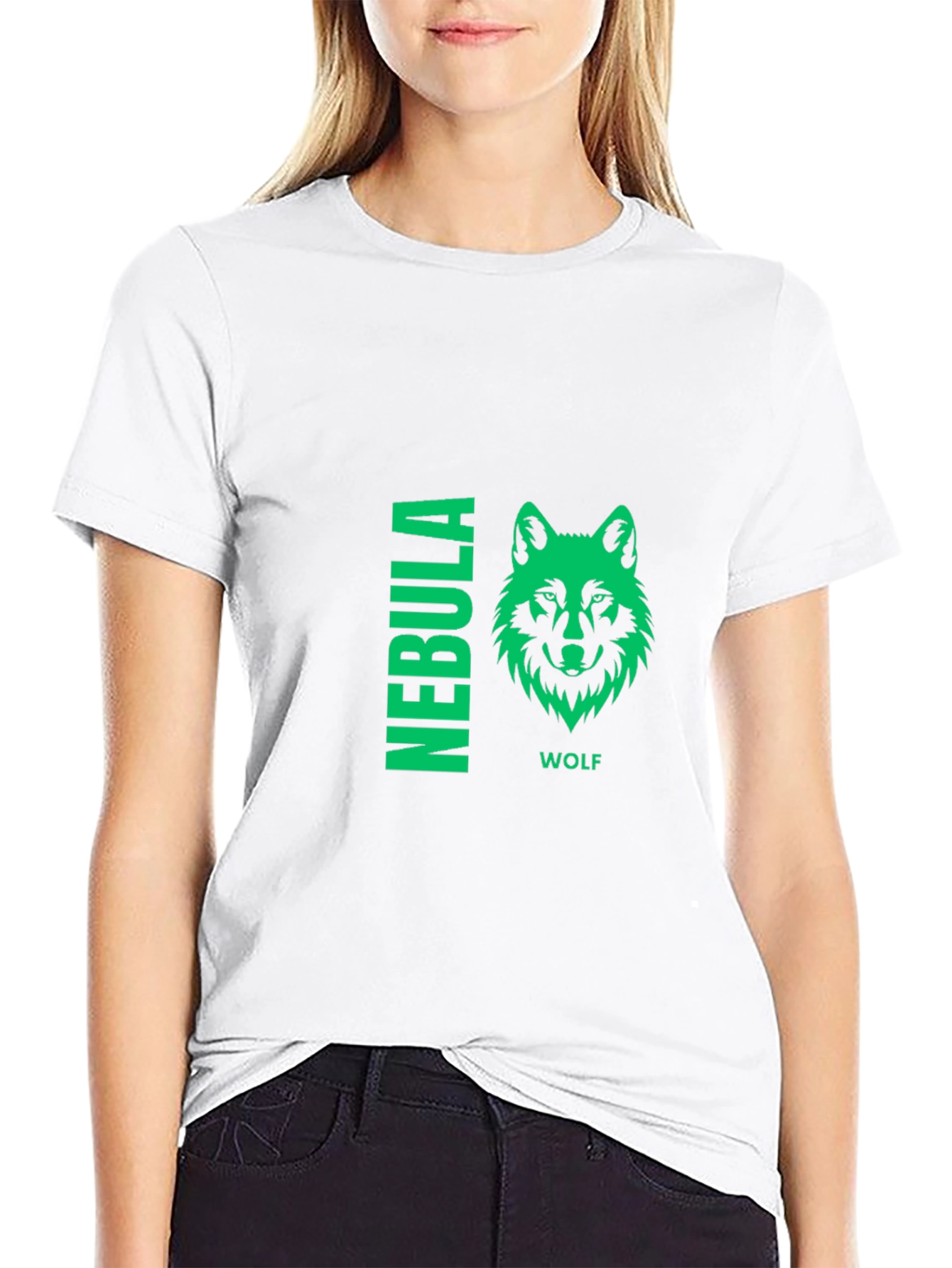 Nebula Wolf Graphic Print Black T-Shirt