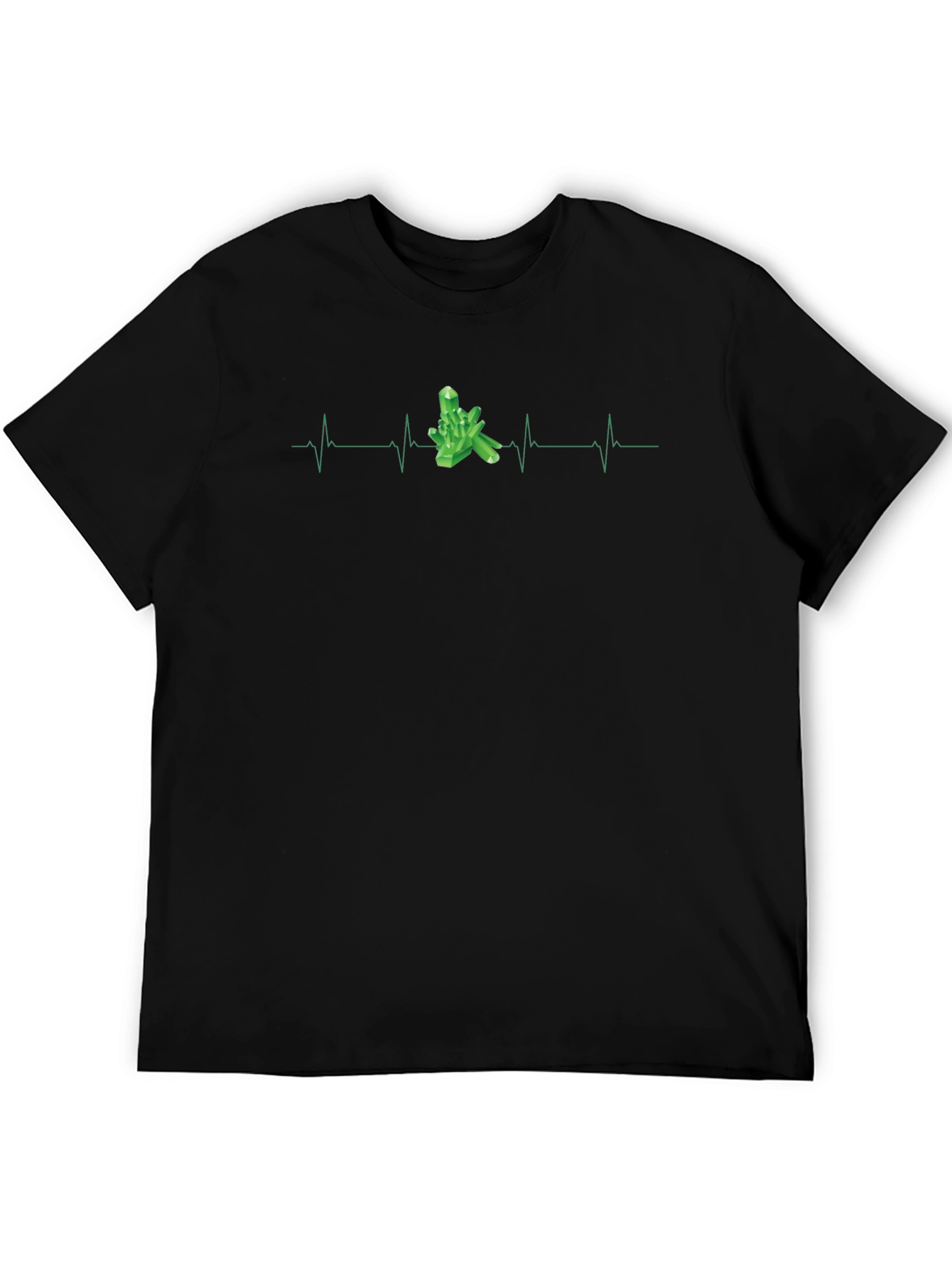 Crystal Heartbeat T-Shirt - Green Stone EKG Line