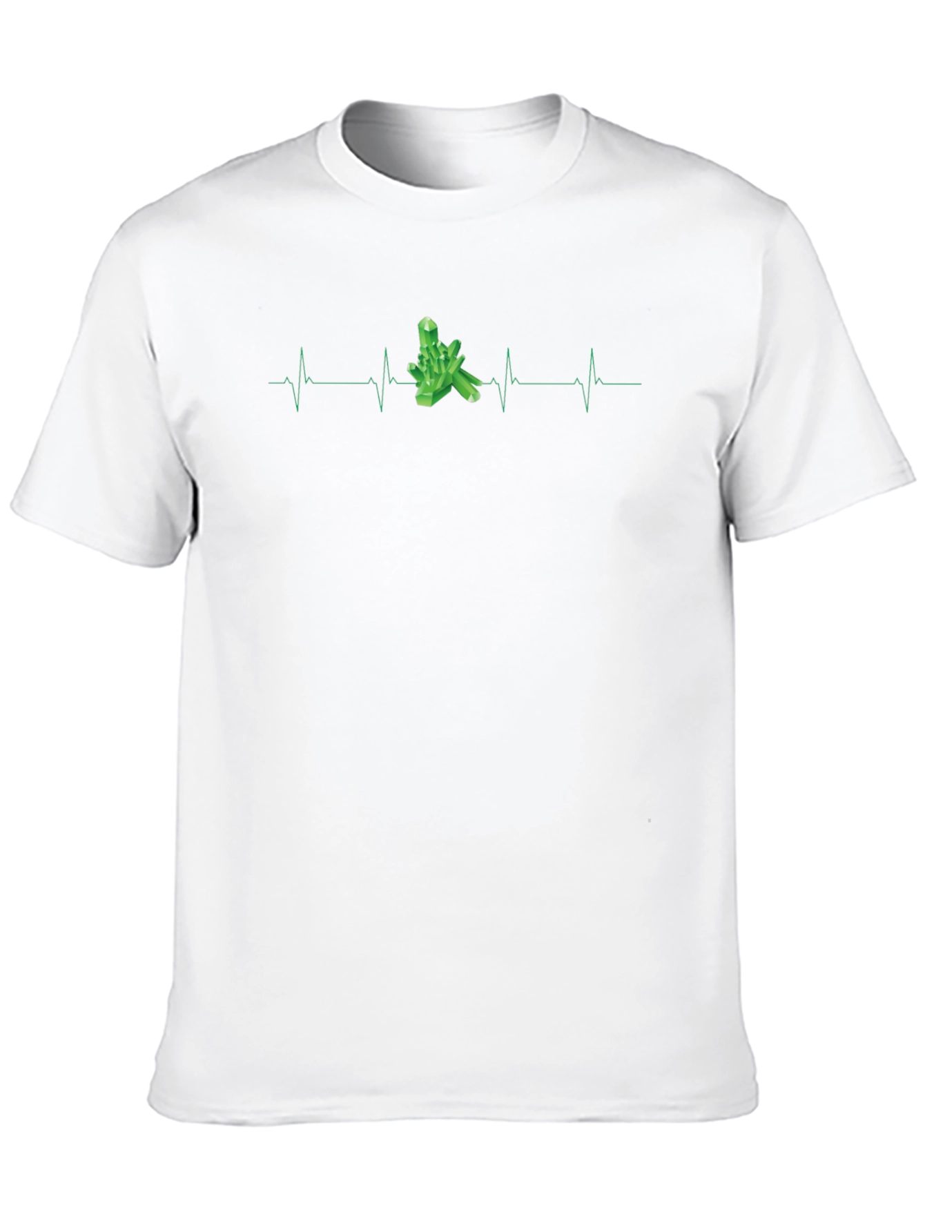 Crystal Heartbeat T-Shirt - Green Stone EKG Line