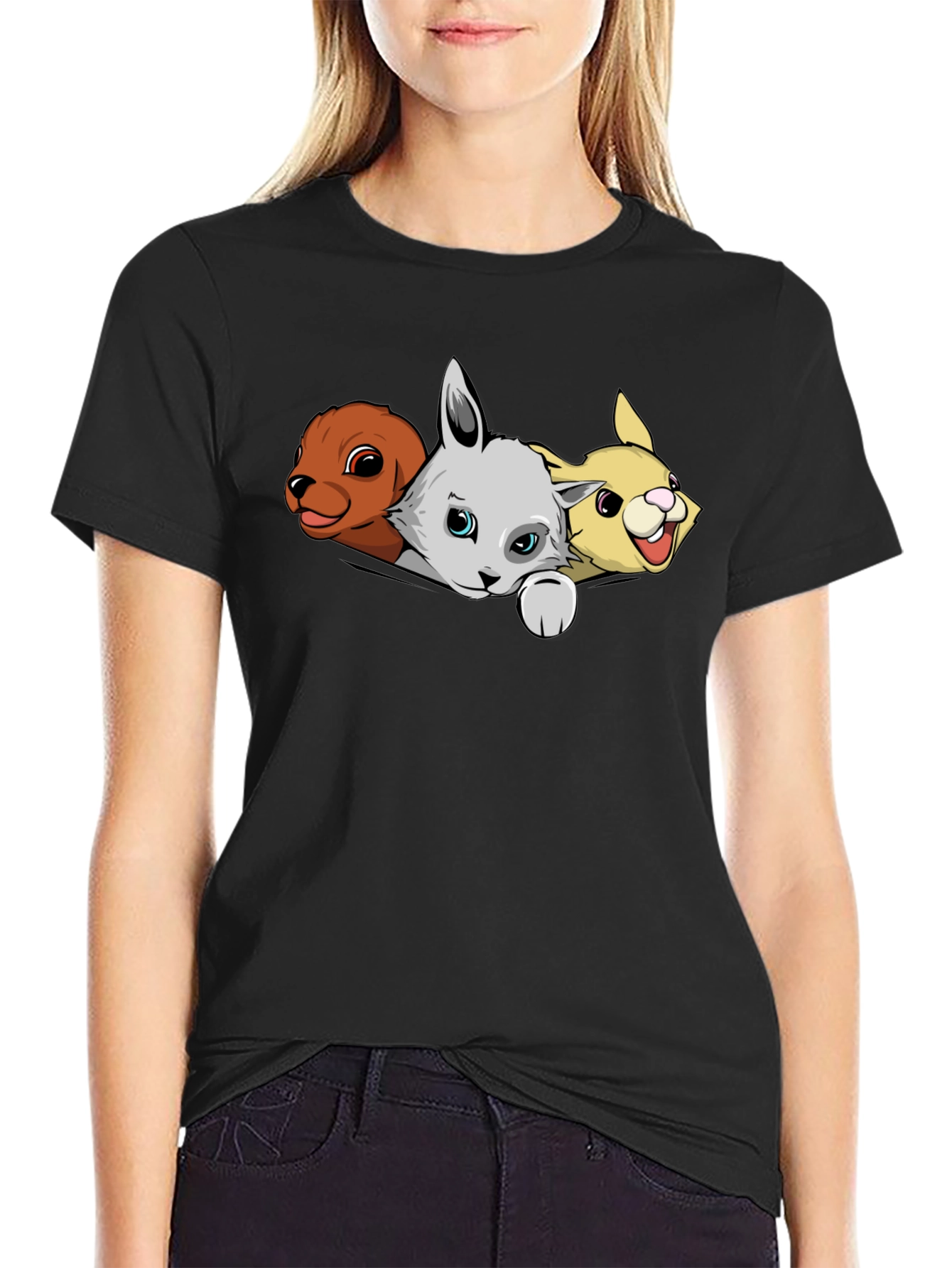 Cartoon Animal Pocket T-Shirt