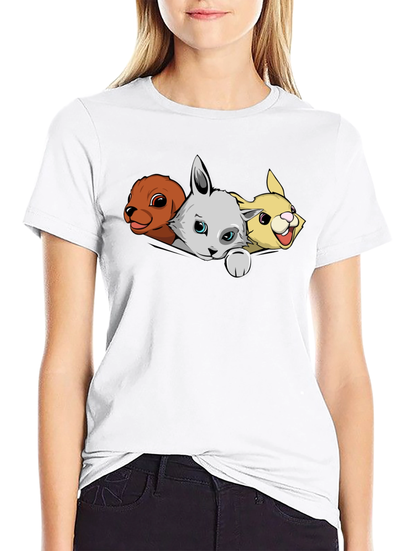 Cartoon Animal Pocket T-Shirt