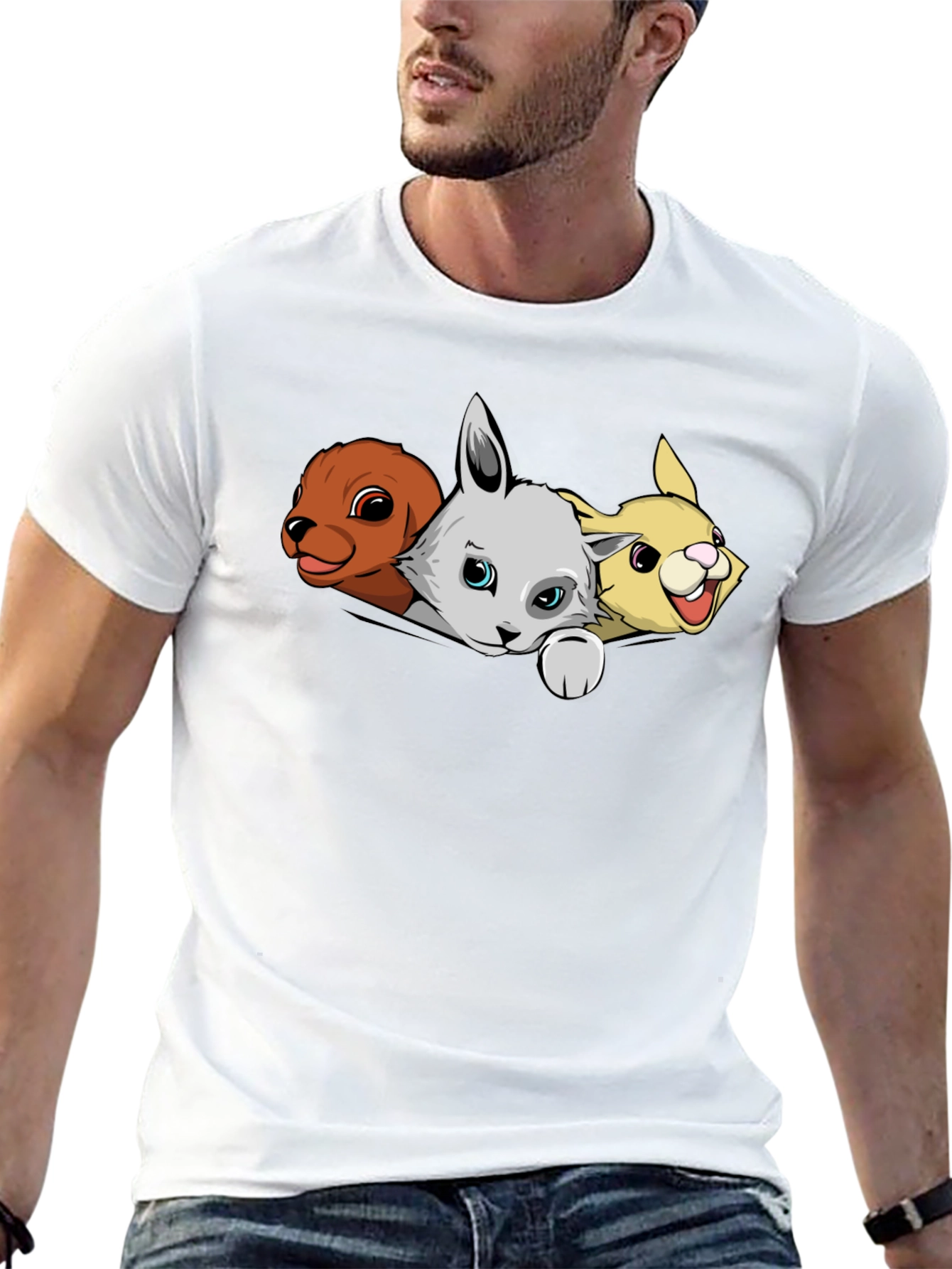 Cartoon Animal Pocket T-Shirt