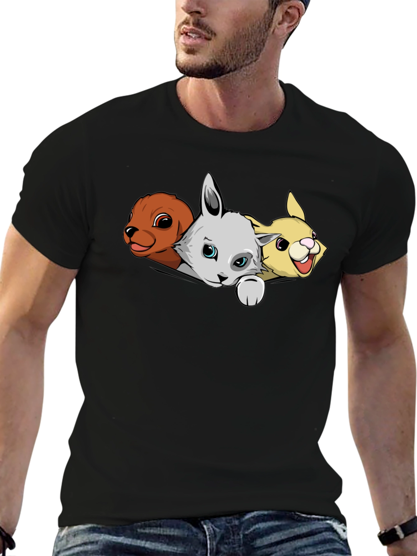 Cartoon Animal Pocket T-Shirt