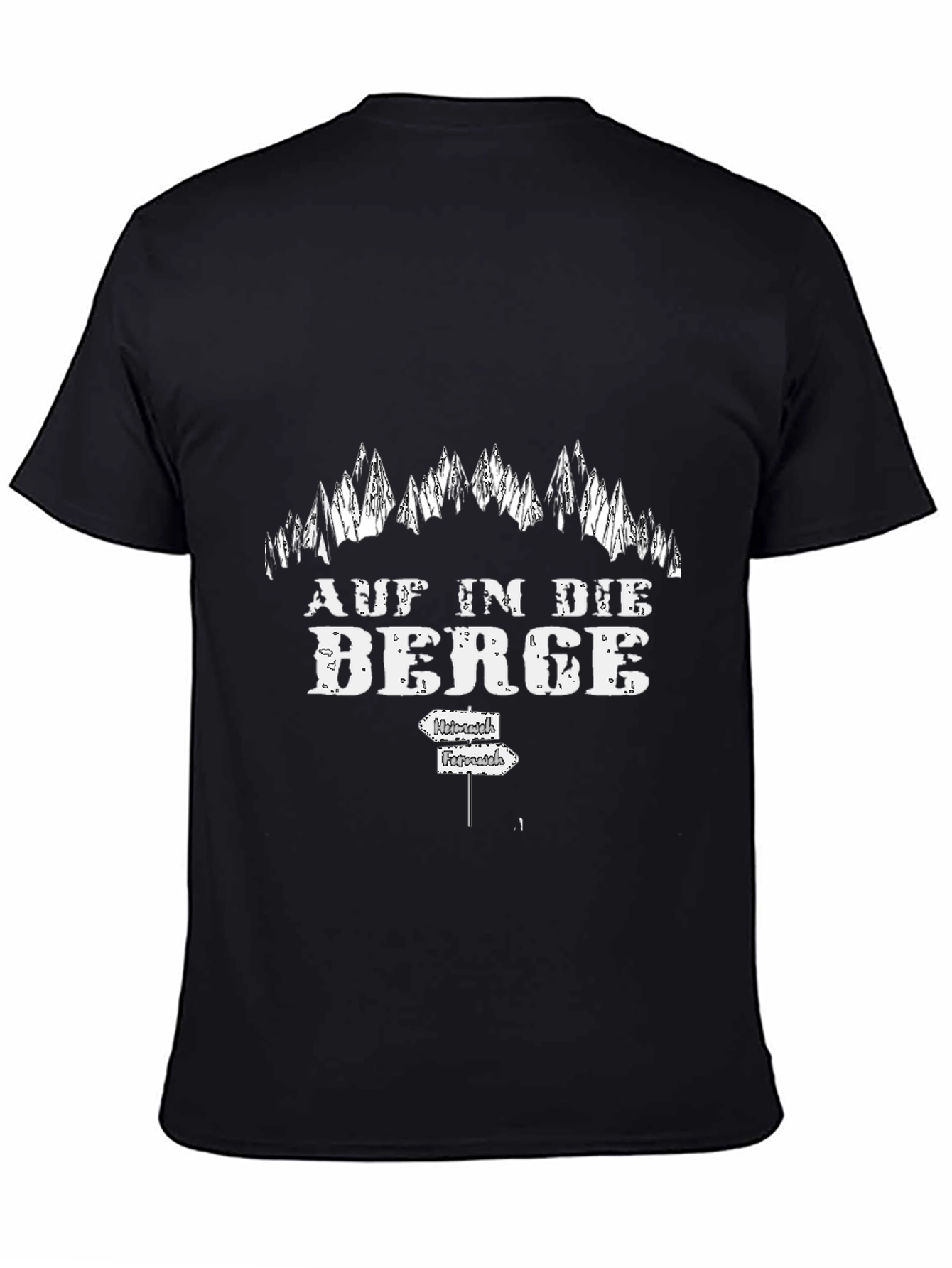 Mens Black Auf in die Berge T-Shirt