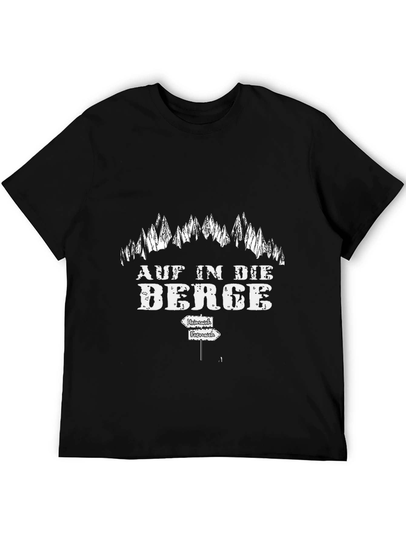Mens Black Auf in die Berge T-Shirt
