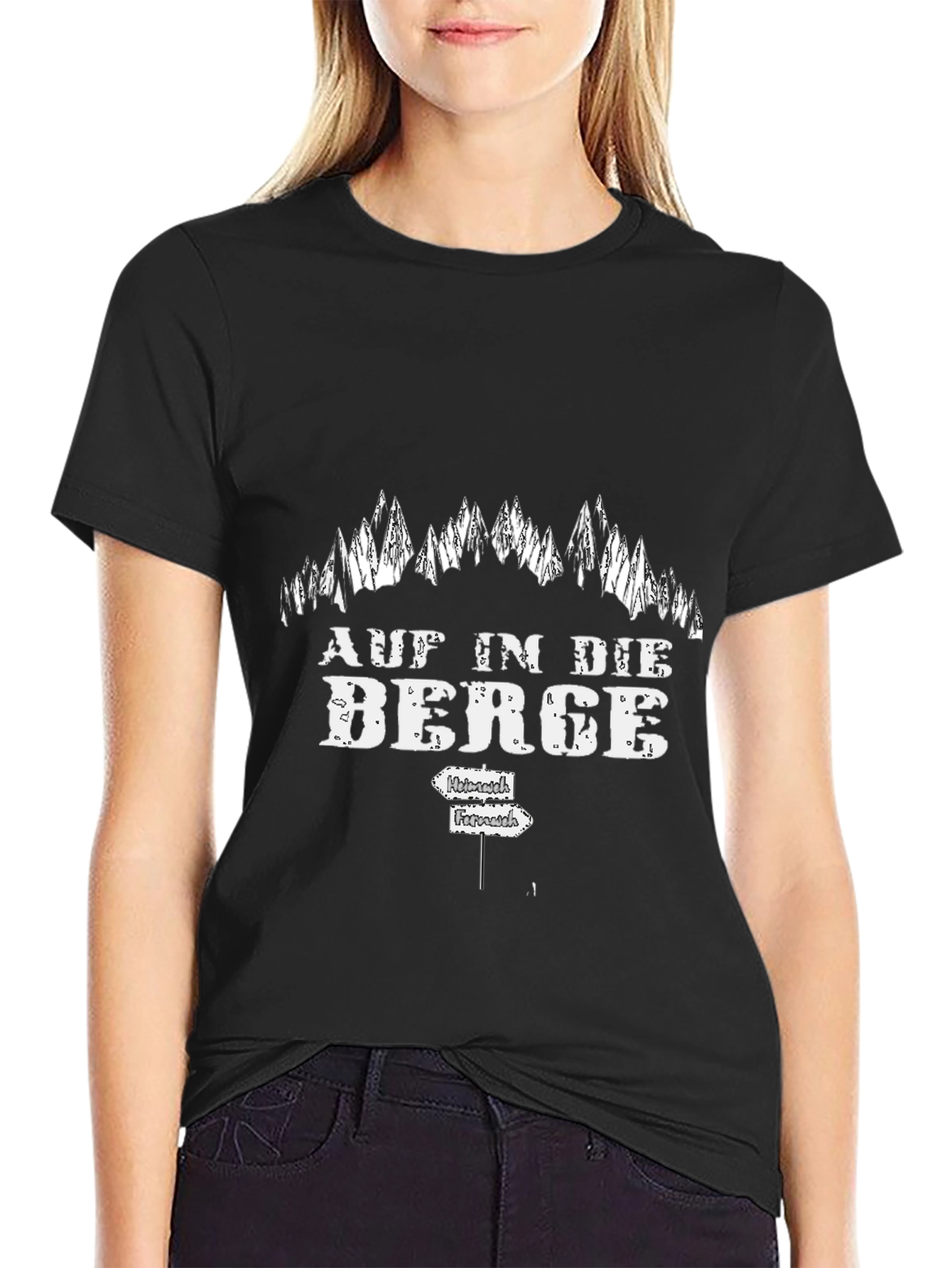 Mens Black Auf in die Berge T-Shirt