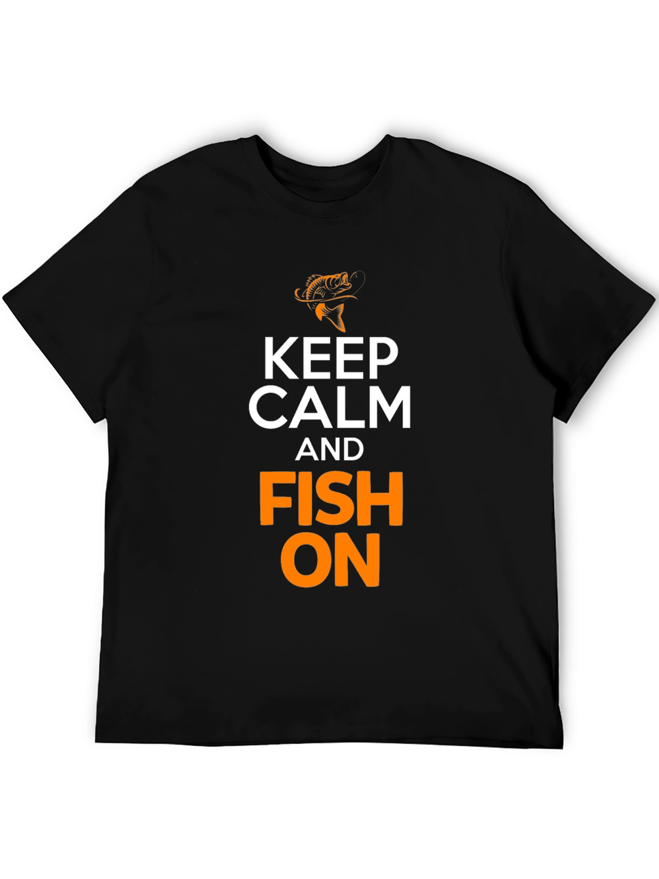 Keep Calm and Fish On Black T-Shirt