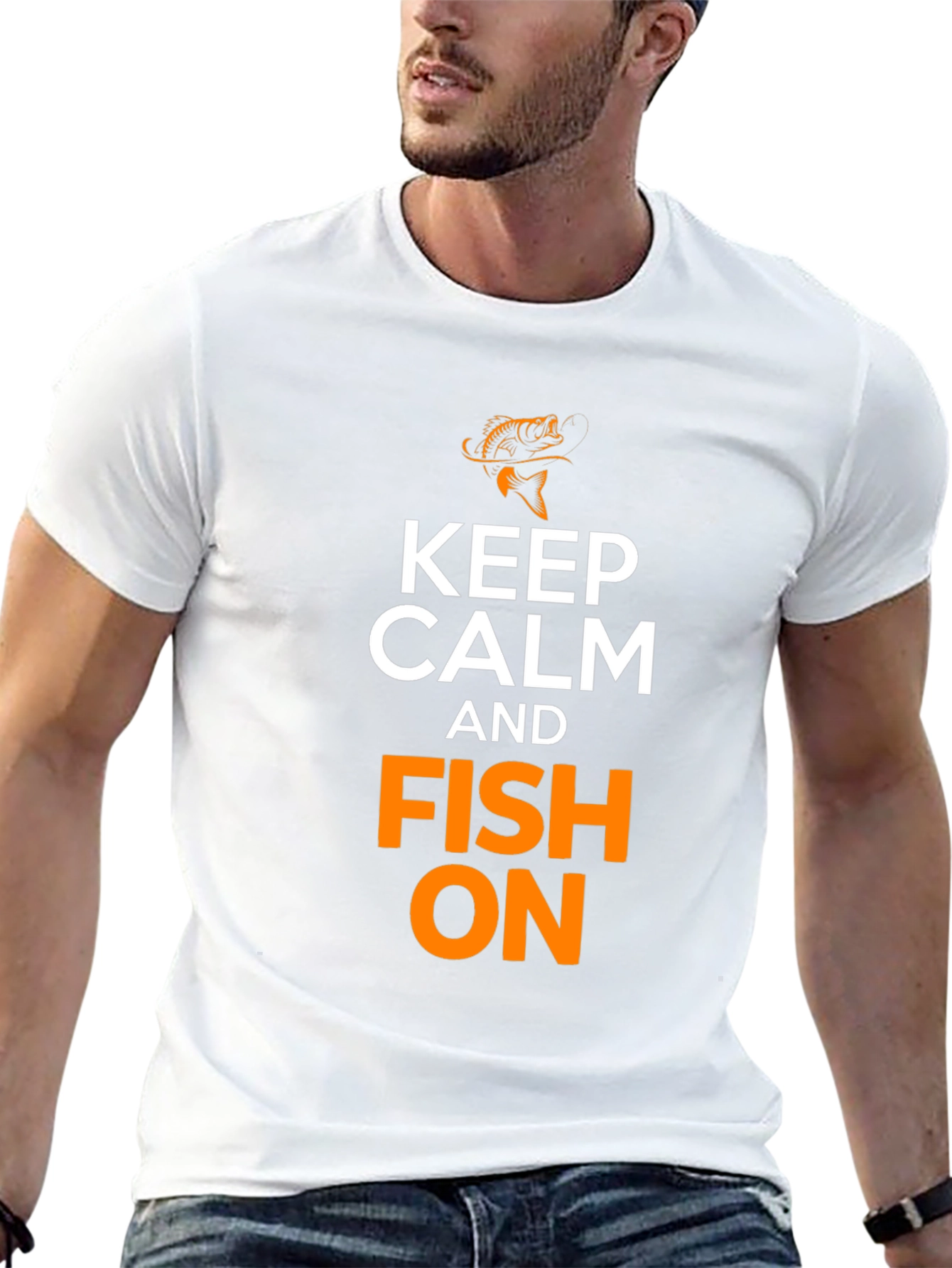 Keep Calm and Fish On Black T-Shirt