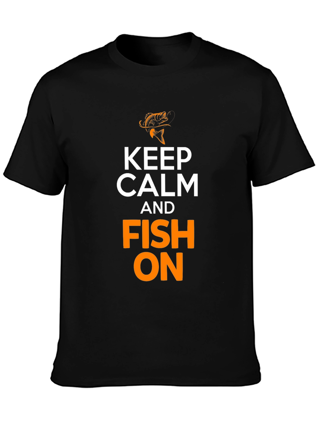Keep Calm and Fish On Black T-Shirt