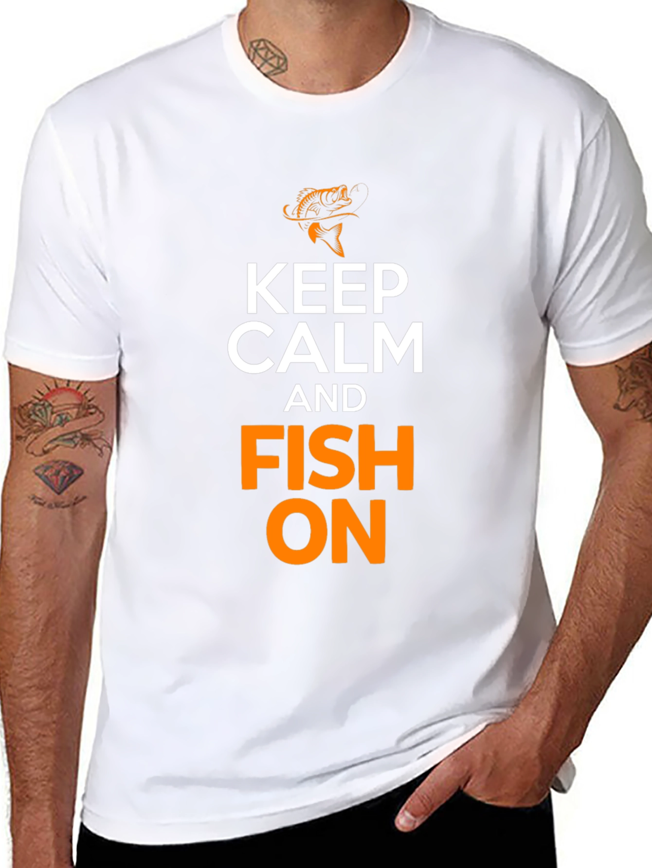 Keep Calm and Fish On Black T-Shirt