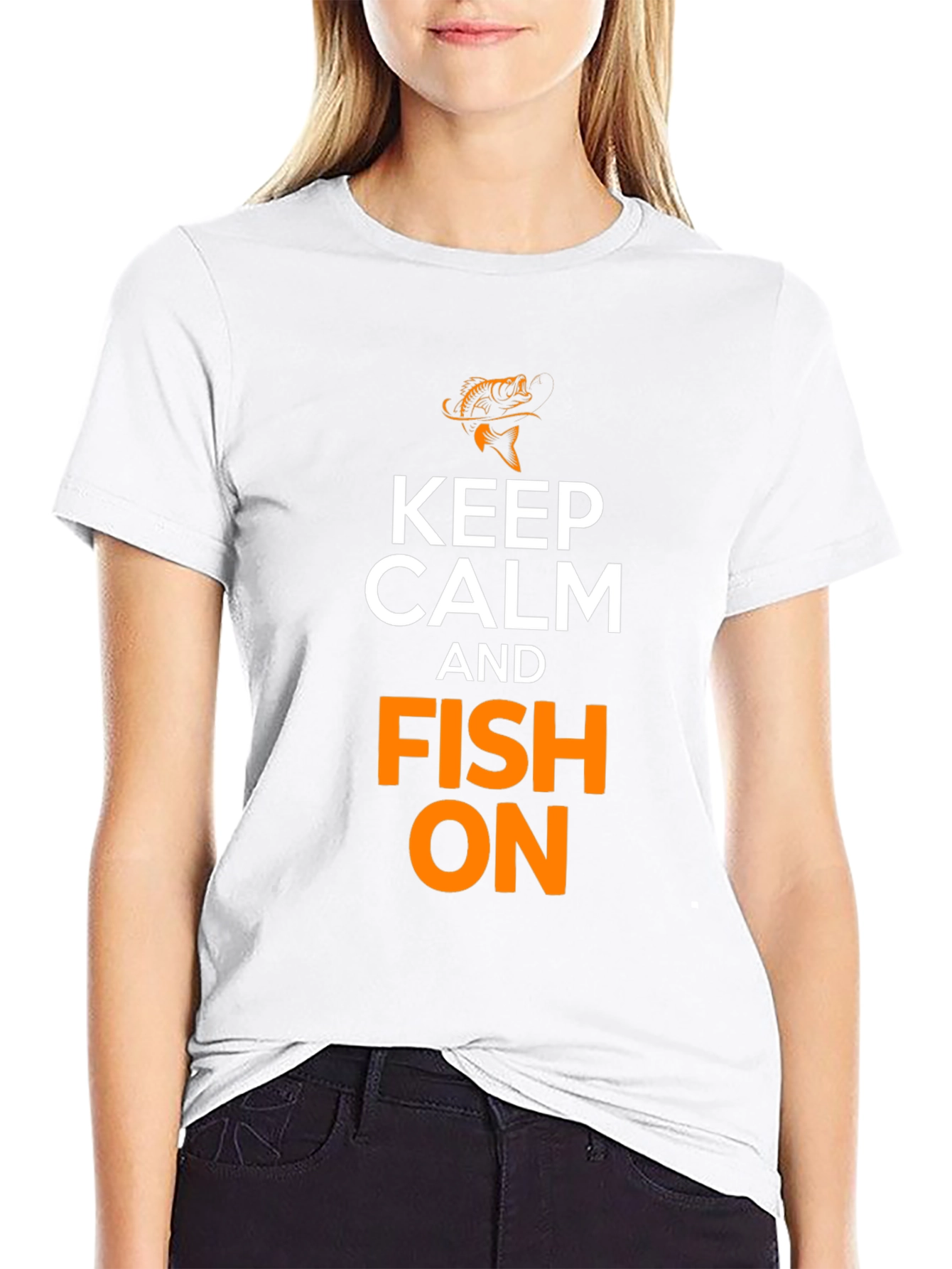 Keep Calm and Fish On Black T-Shirt