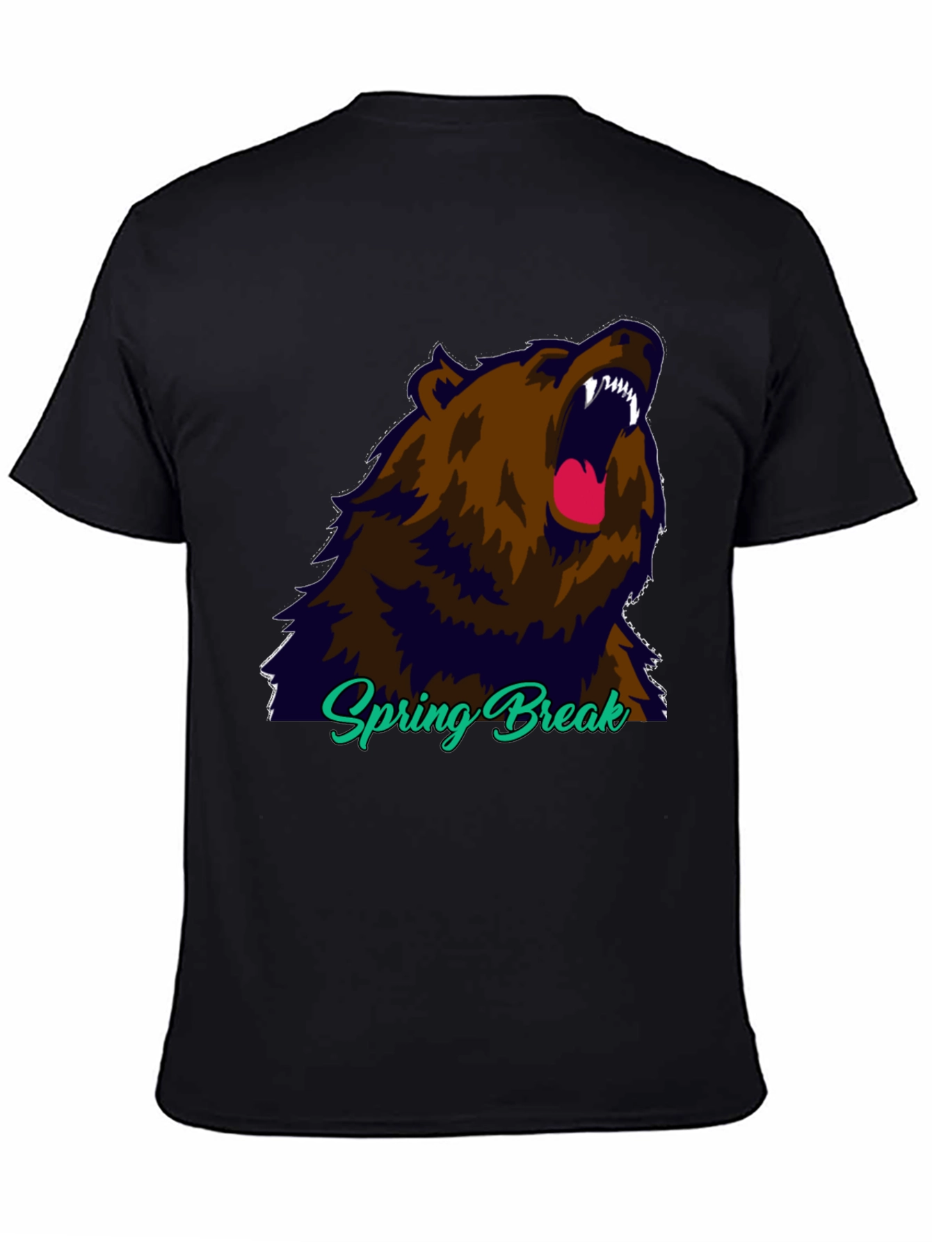 Spring Break Bear Graphic T-Shirt - Black