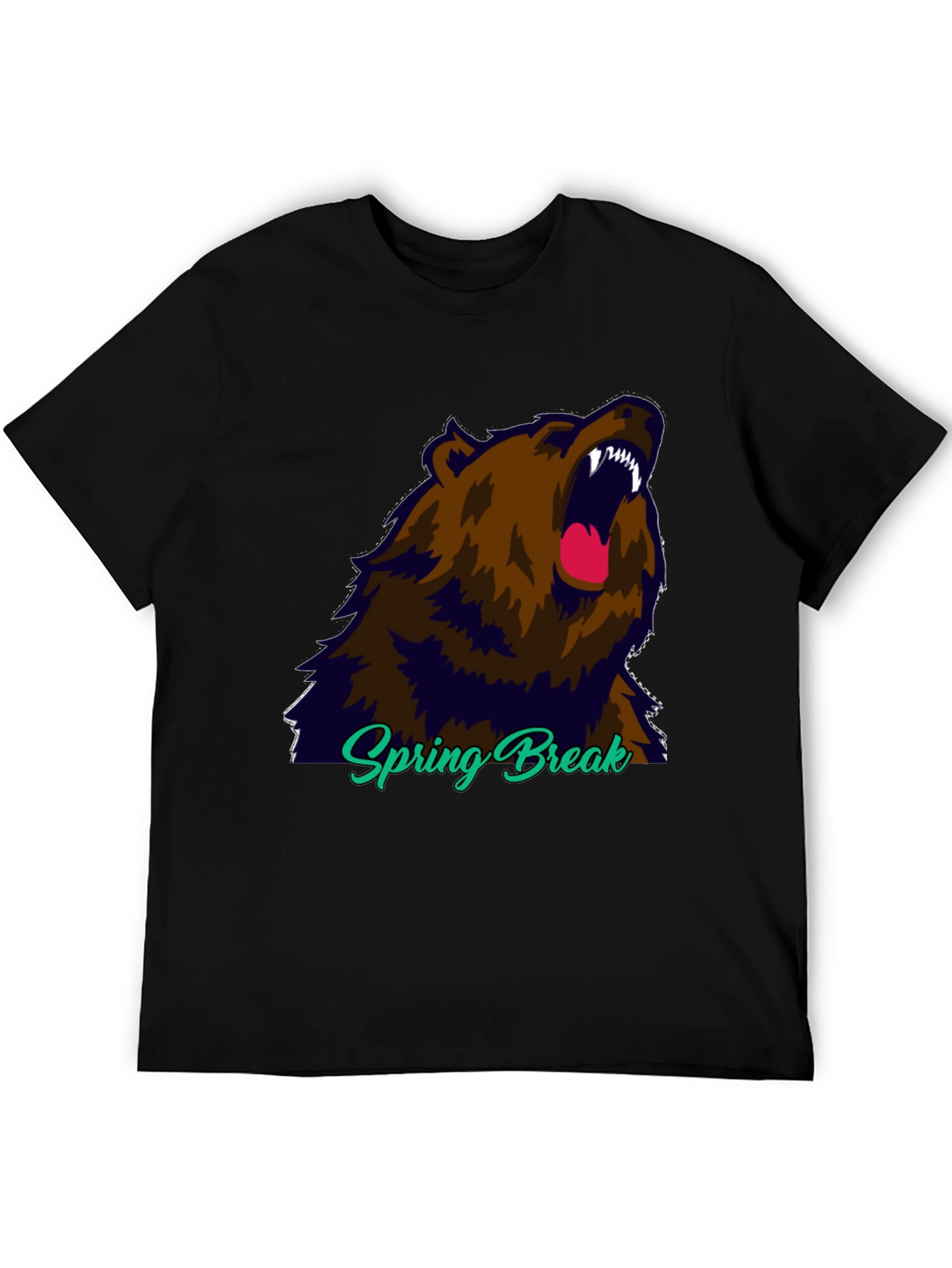 Spring Break Bear Graphic T-Shirt - Black