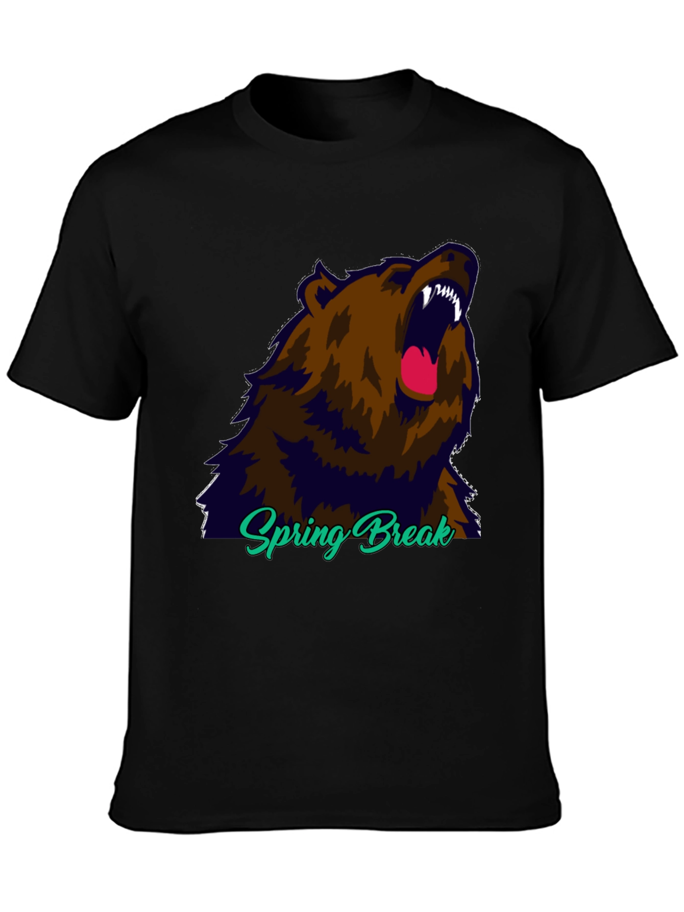Spring Break Bear Graphic T-Shirt - Black