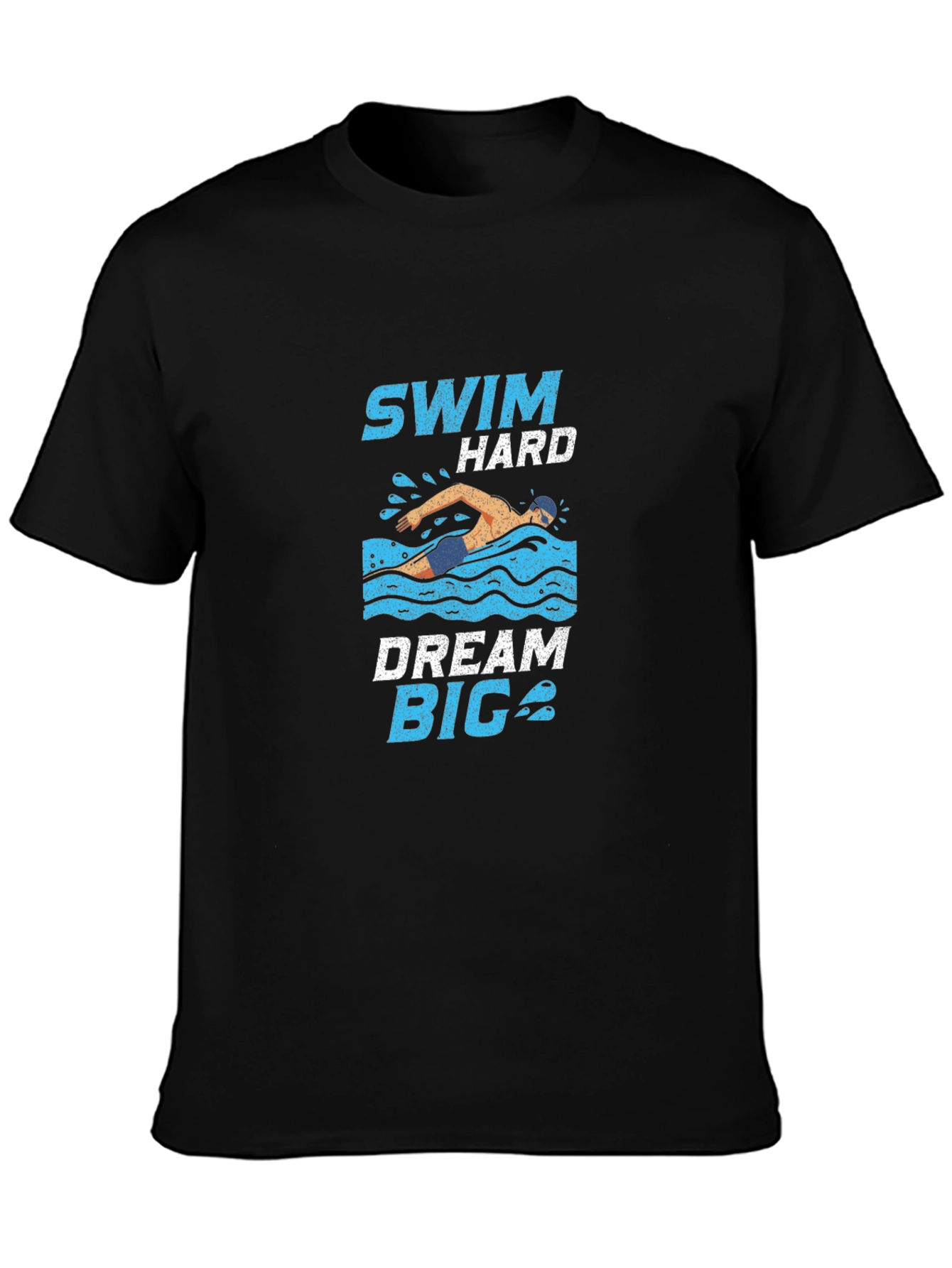 Swim Hard Dream Big Black Graphic Tee