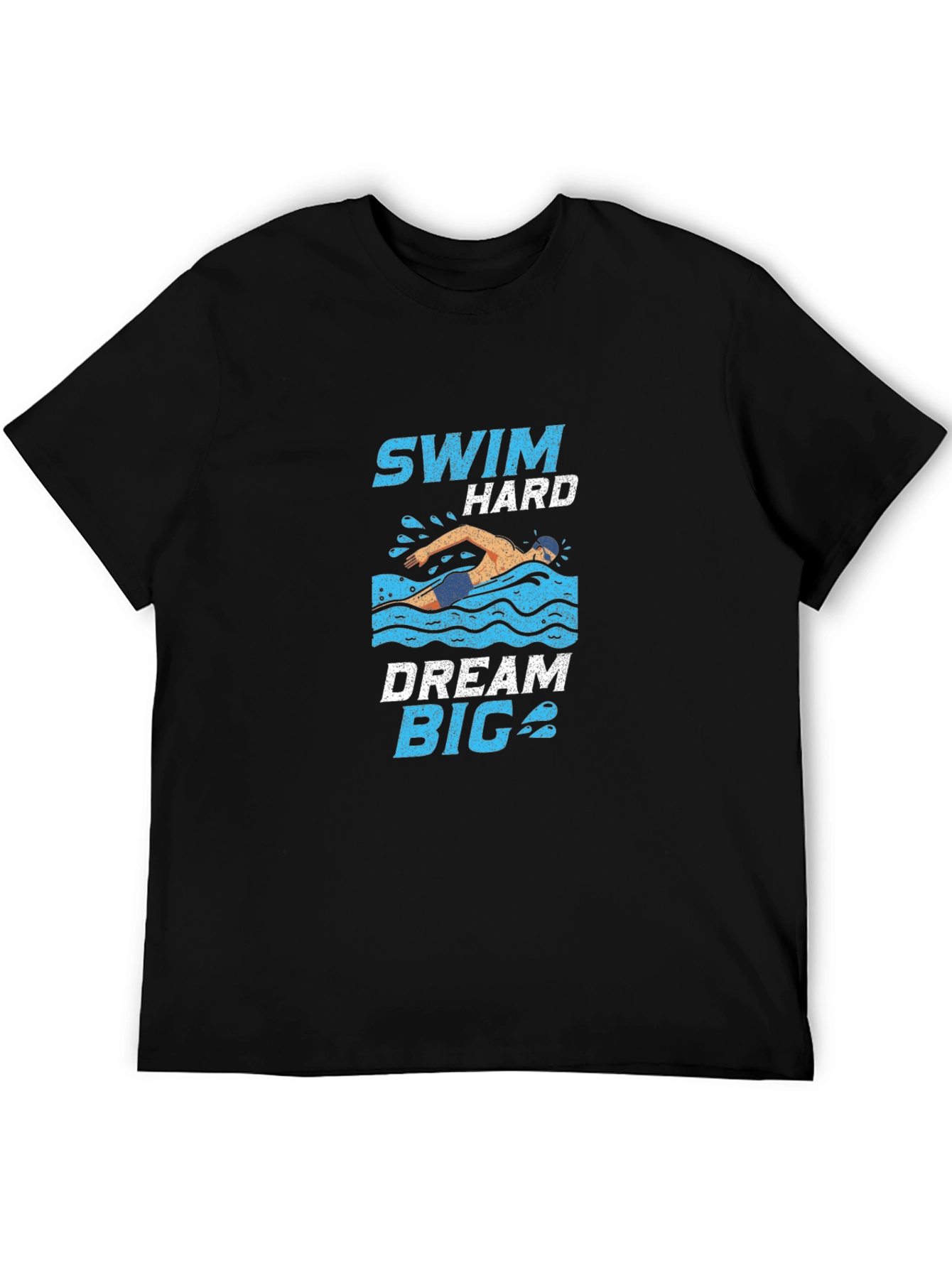 Swim Hard Dream Big Black Graphic Tee
