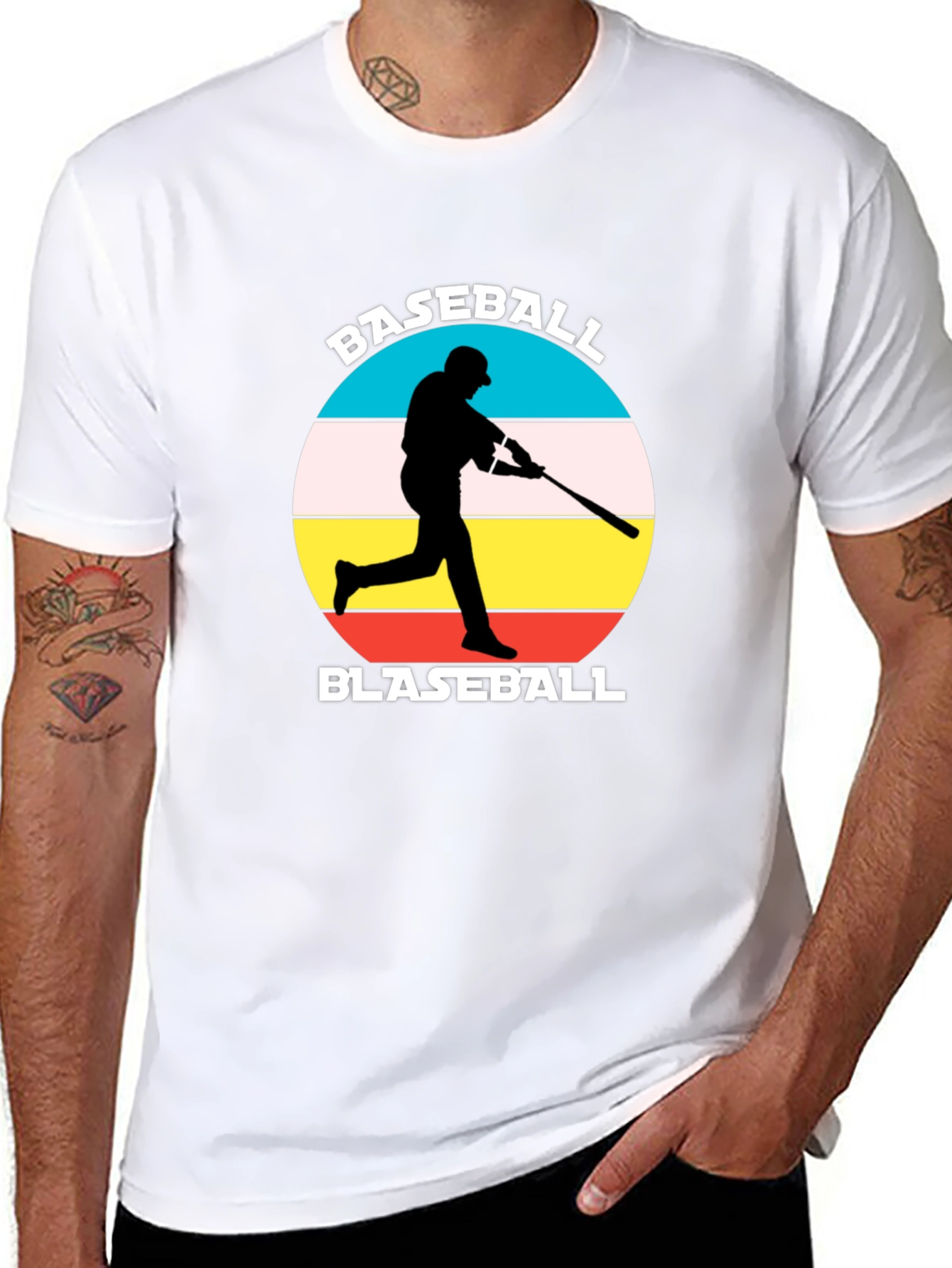 Baseball Player Graphic Tee - Retro Style