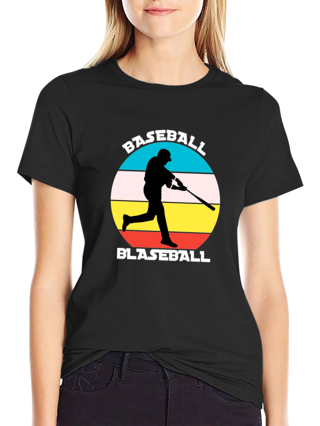 Baseball Player Graphic Tee - Retro Style