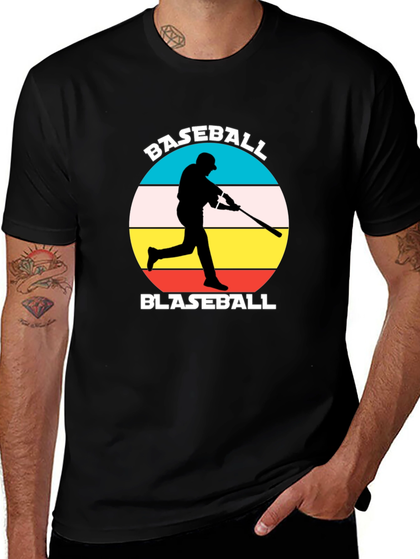 Baseball Player Graphic Tee - Retro Style