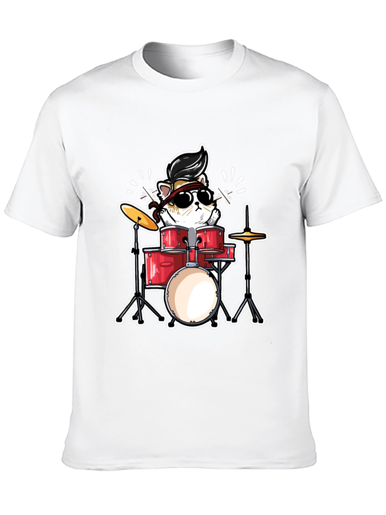 Cool Cat Drummer Graphic T-Shirt