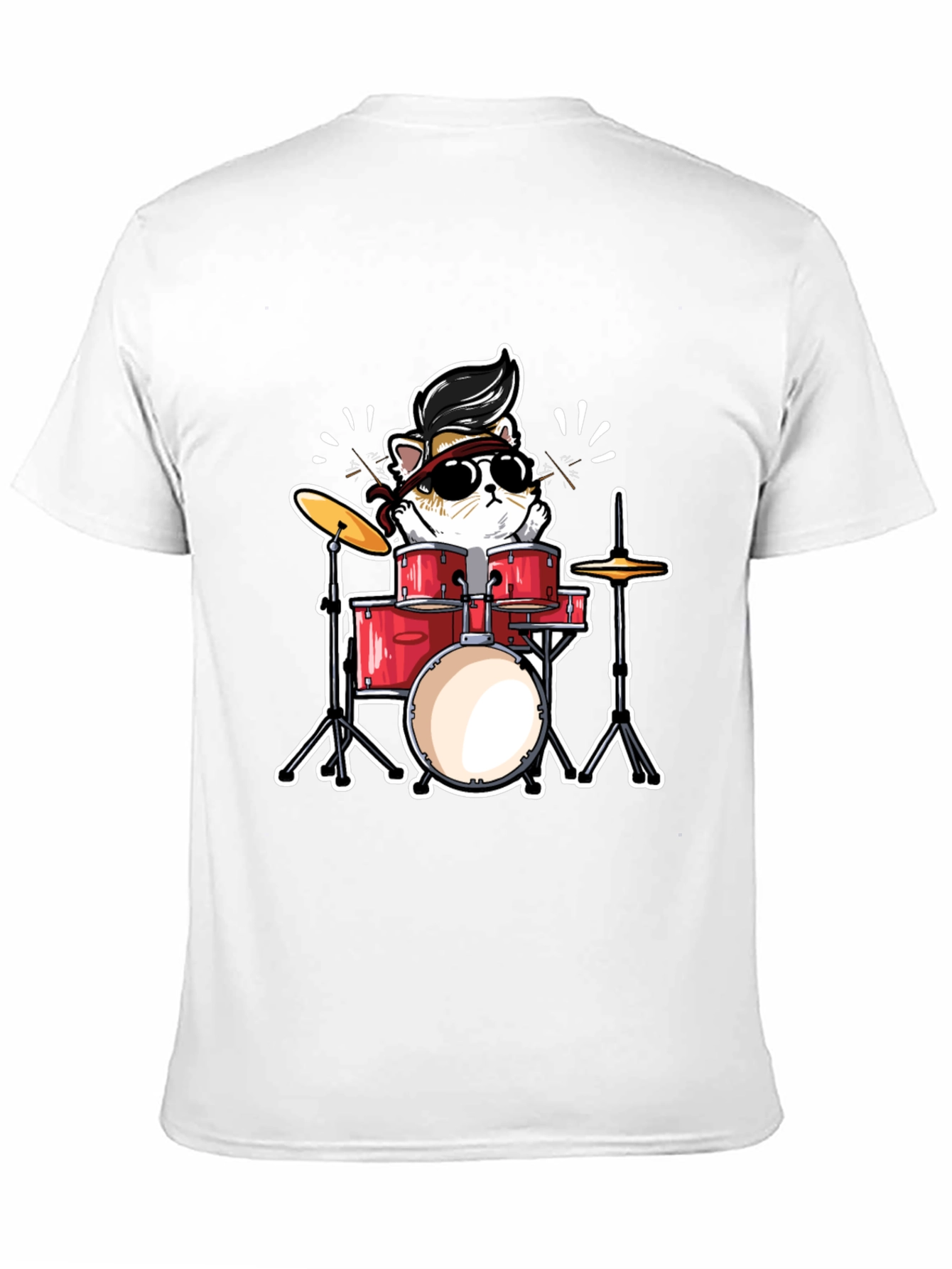 Cool Cat Drummer Graphic T-Shirt