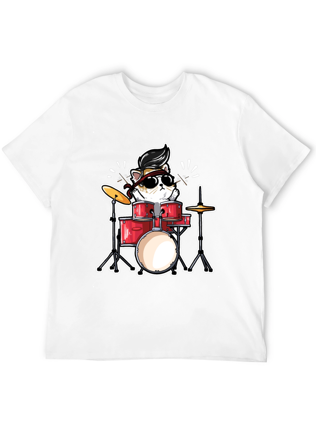 Cool Cat Drummer Graphic T-Shirt