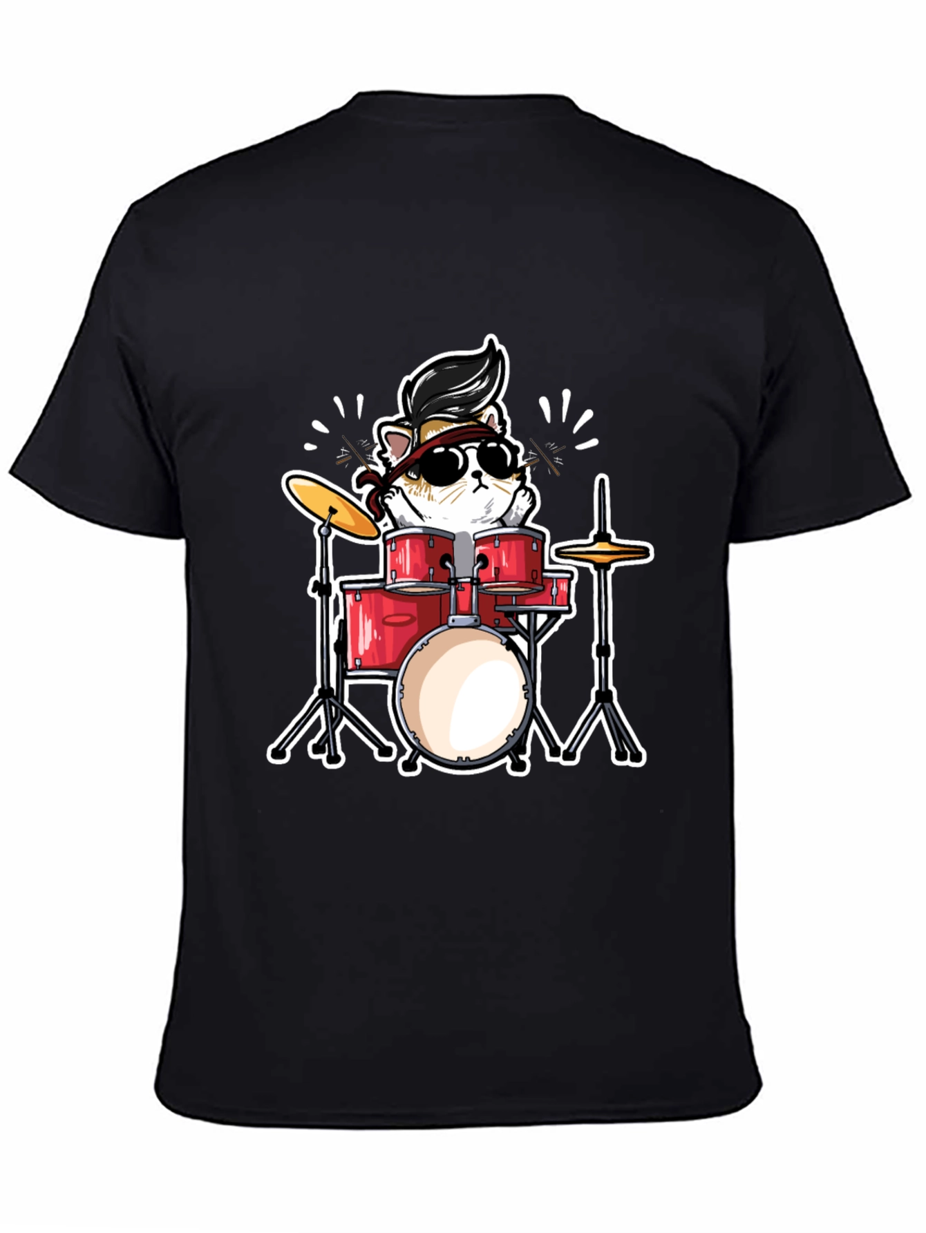 Cool Cat Drummer Graphic T-Shirt