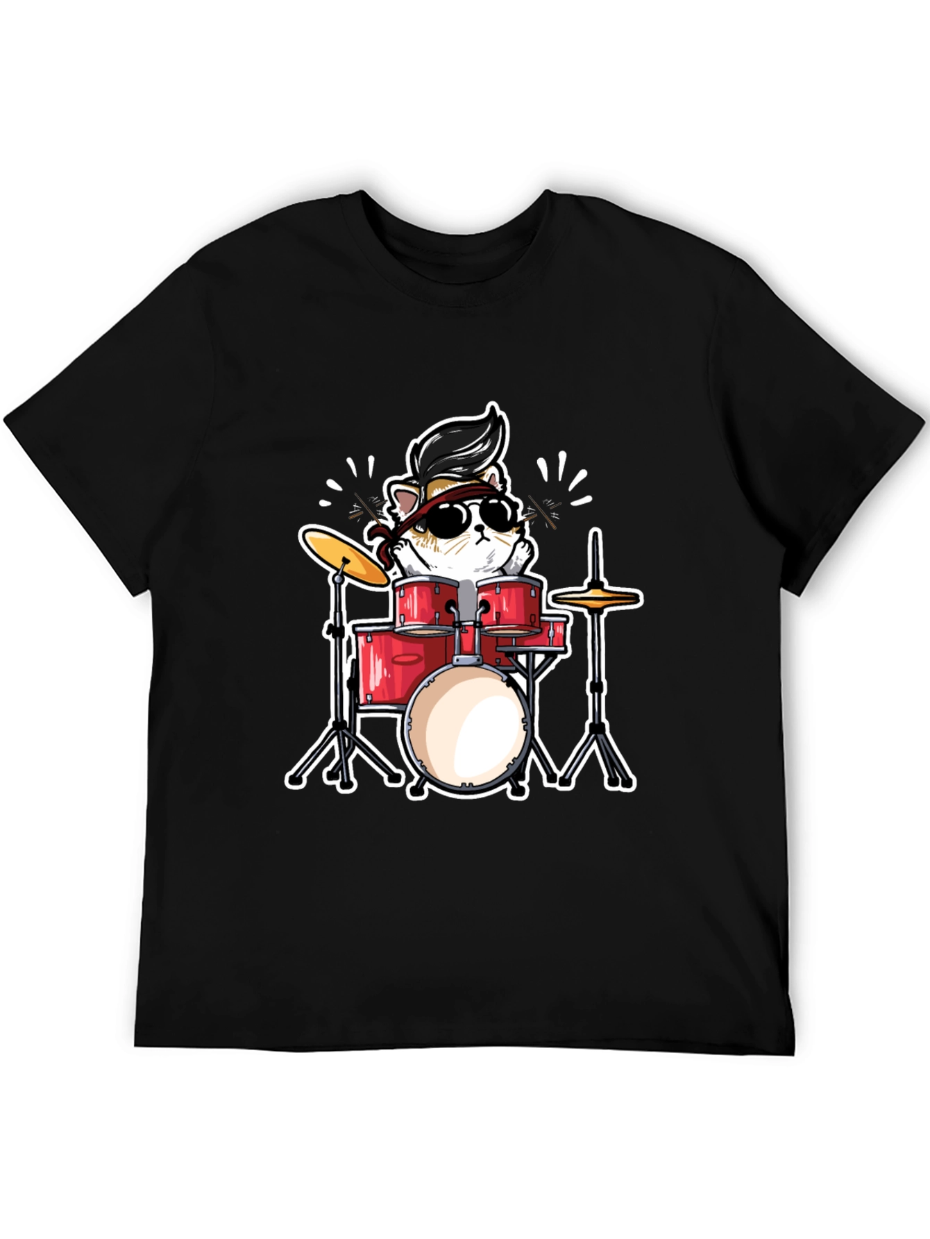 Cool Cat Drummer Graphic T-Shirt