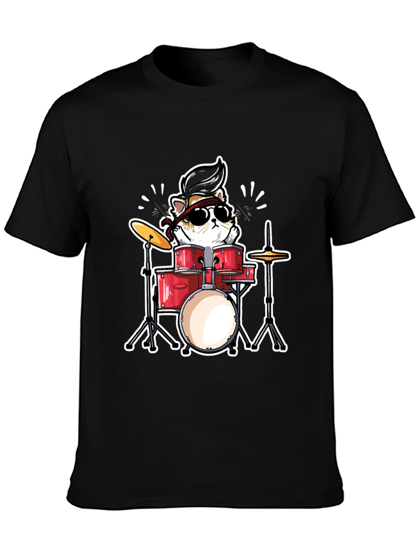 Cool Cat Drummer Graphic T-Shirt