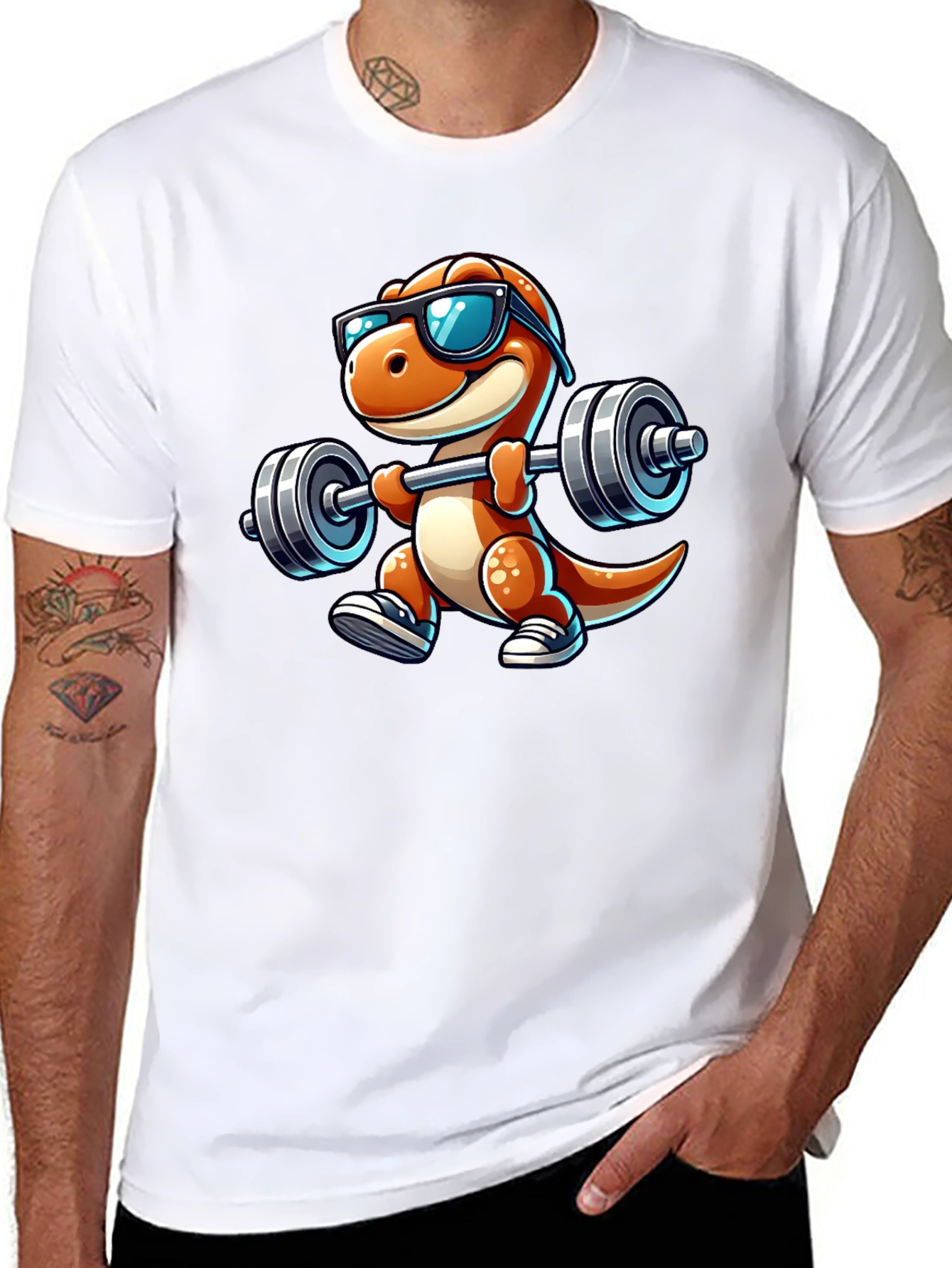 Dino Gym Bro Black T-Shirt
