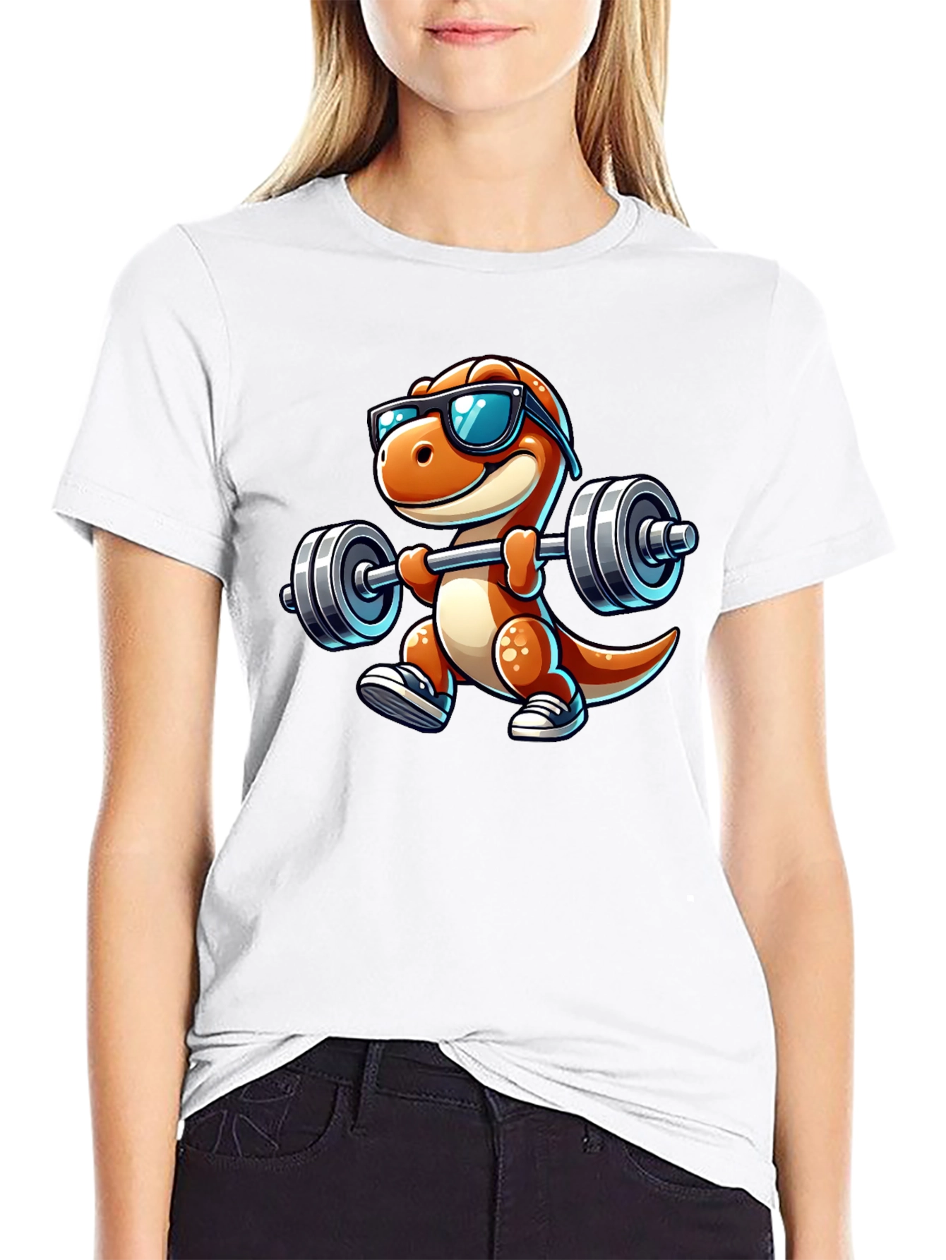 Dino Gym Bro Black T-Shirt