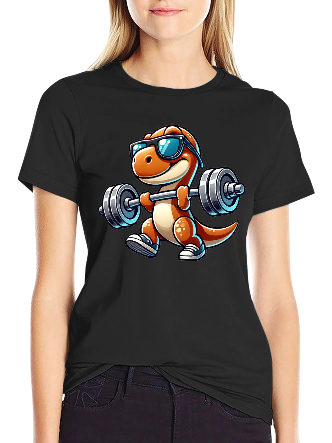 Dino Gym Bro Black T-Shirt