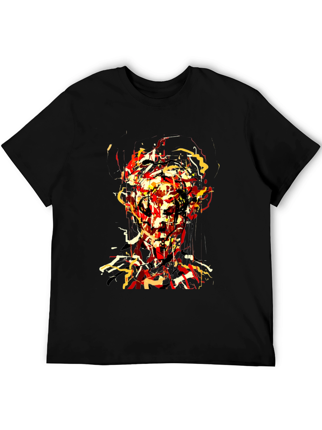 Abstract Face Graphic Black T-Shirt