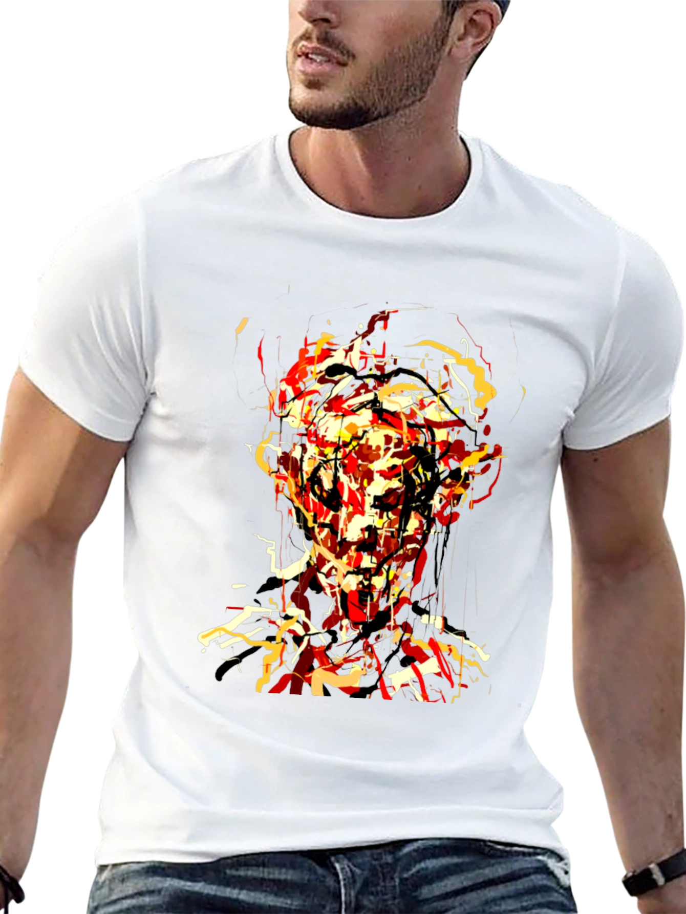 Abstract Face Graphic Black T-Shirt