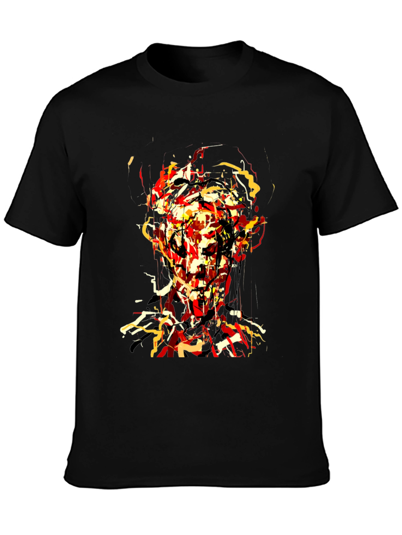 Abstract Face Graphic Black T-Shirt