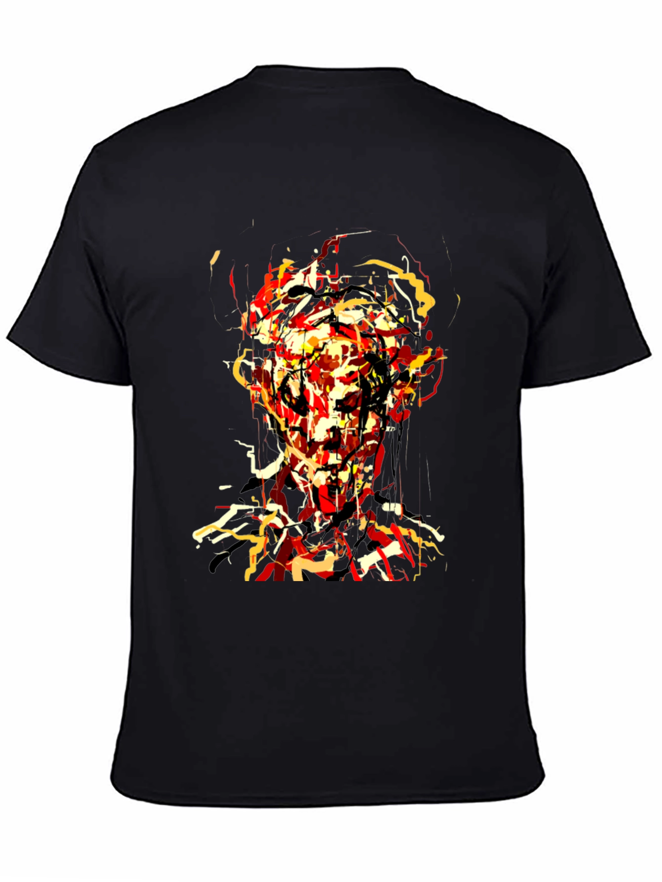 Abstract Face Graphic Black T-Shirt