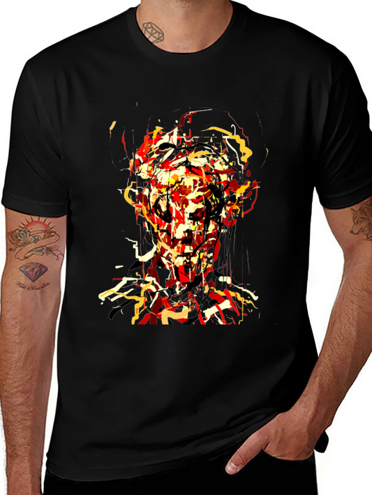 Abstract Face Graphic Black T-Shirt
