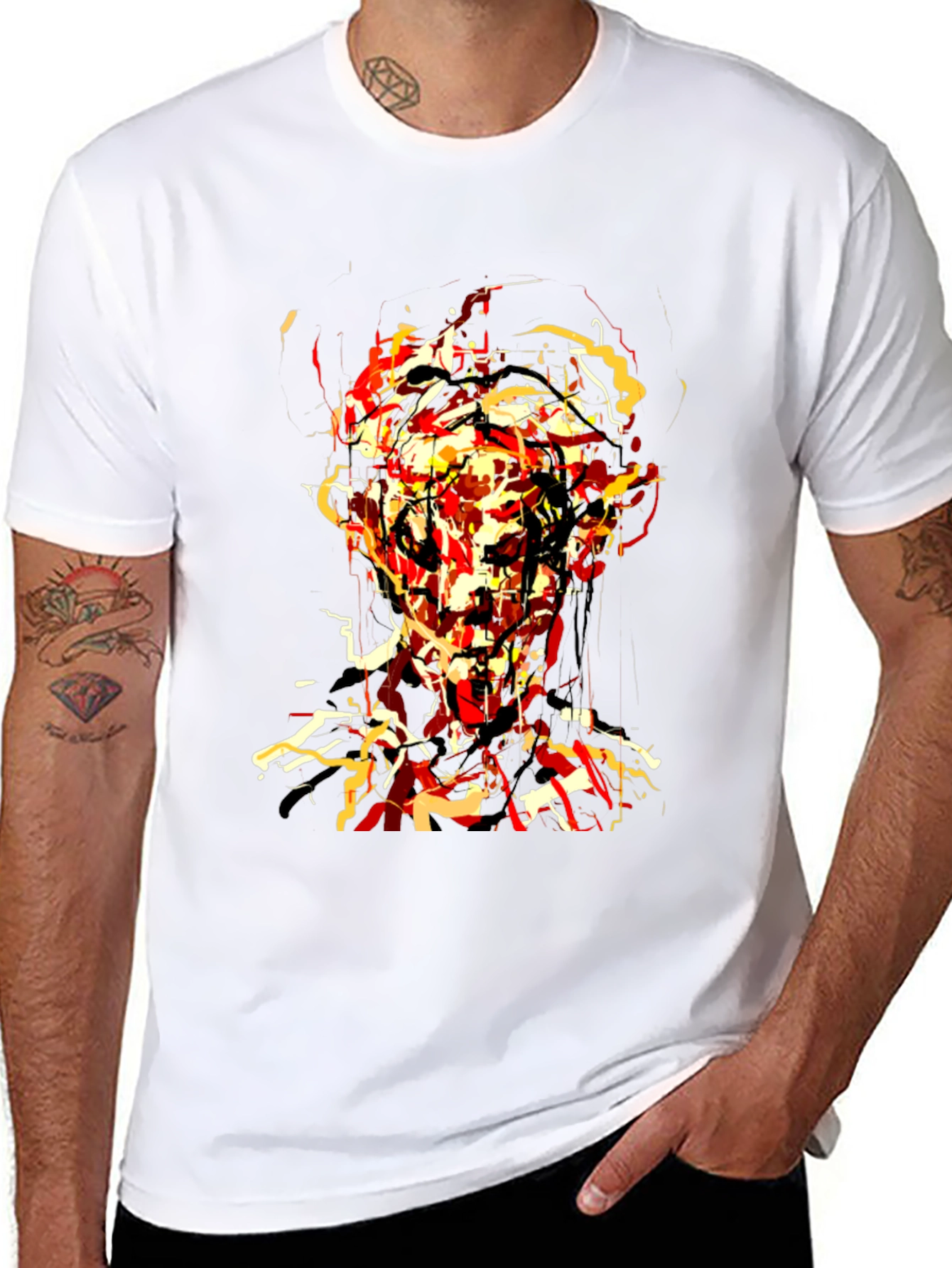 Abstract Face Graphic Black T-Shirt