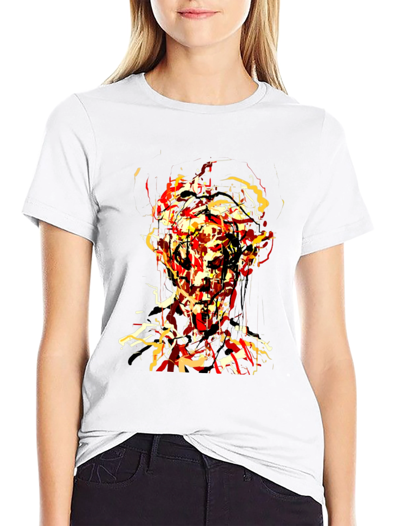 Abstract Face Graphic Black T-Shirt