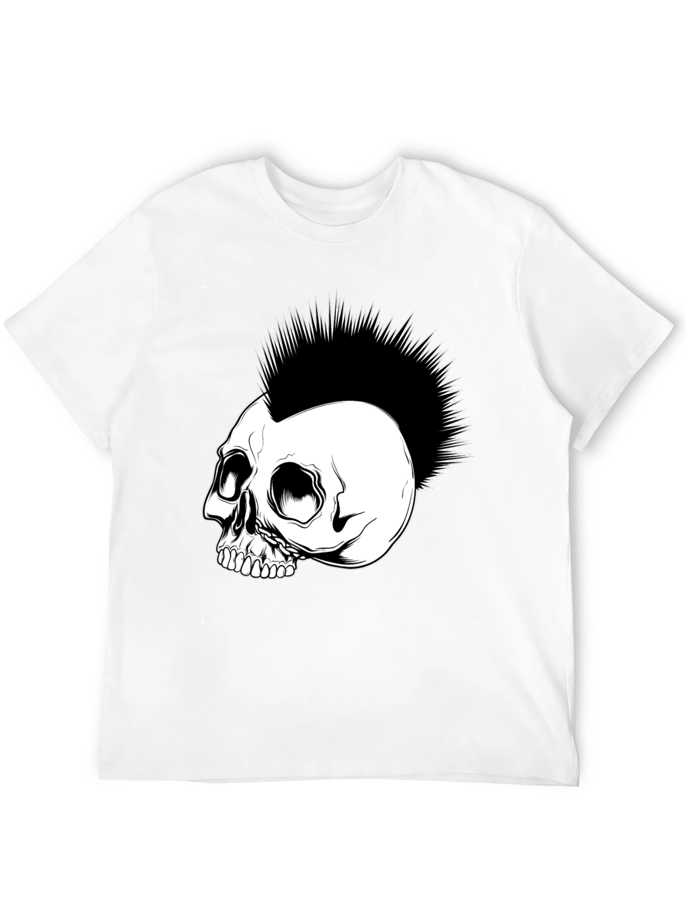 Skull Punk Rock Graphic Tee - Black Cotton T-Shirt
