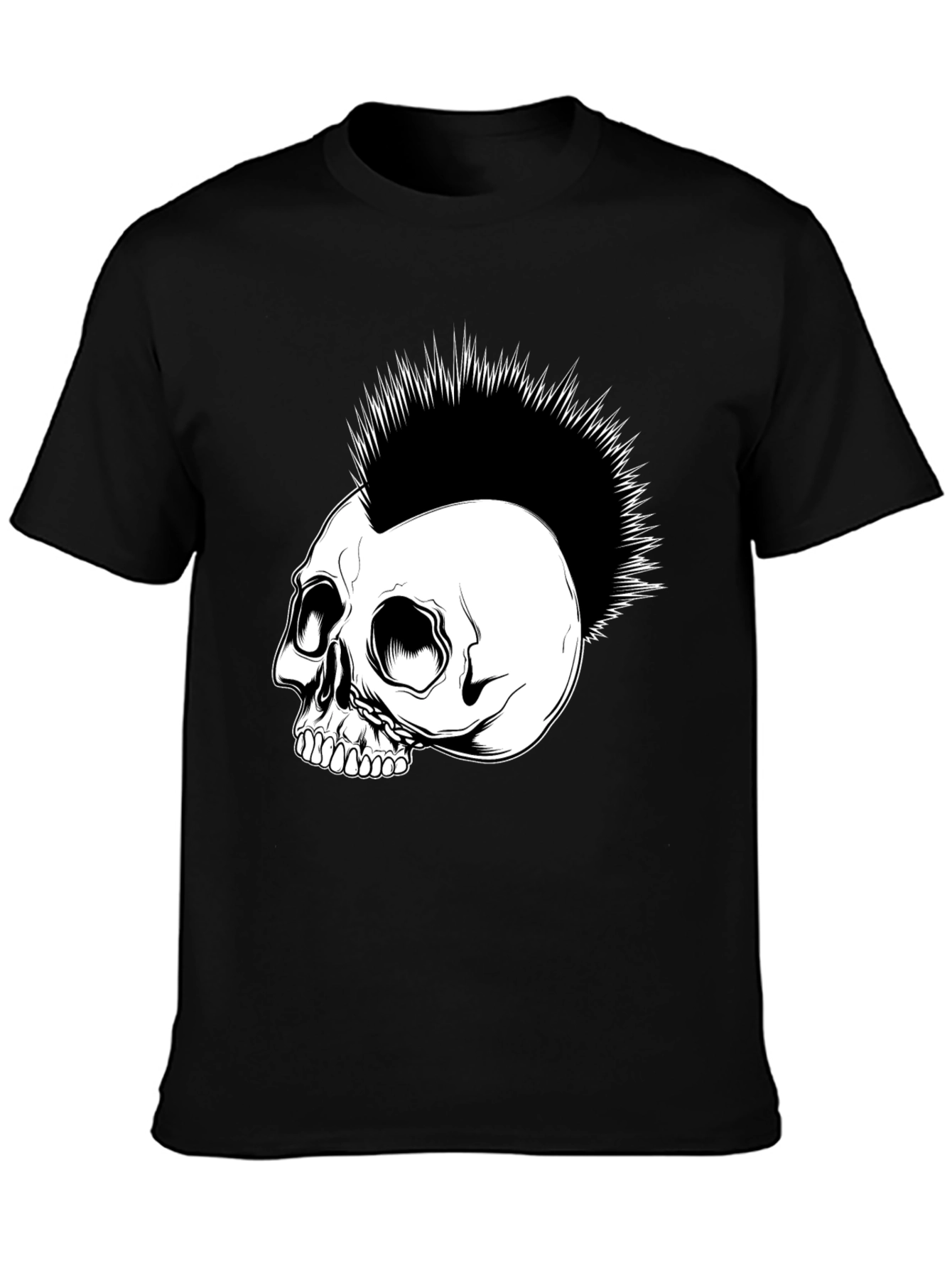Skull Punk Rock Graphic Tee - Black Cotton T-Shirt