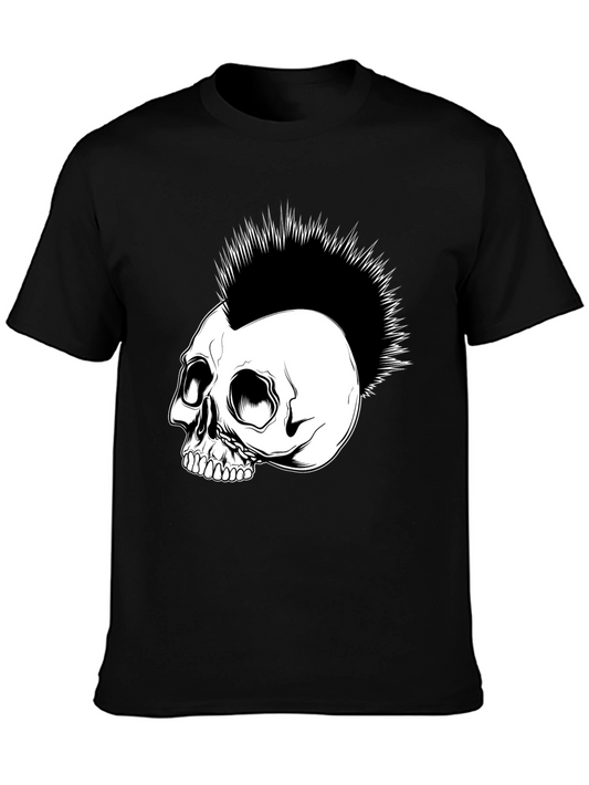 Skull Punk Rock Graphic Tee - Black Cotton T-Shirt